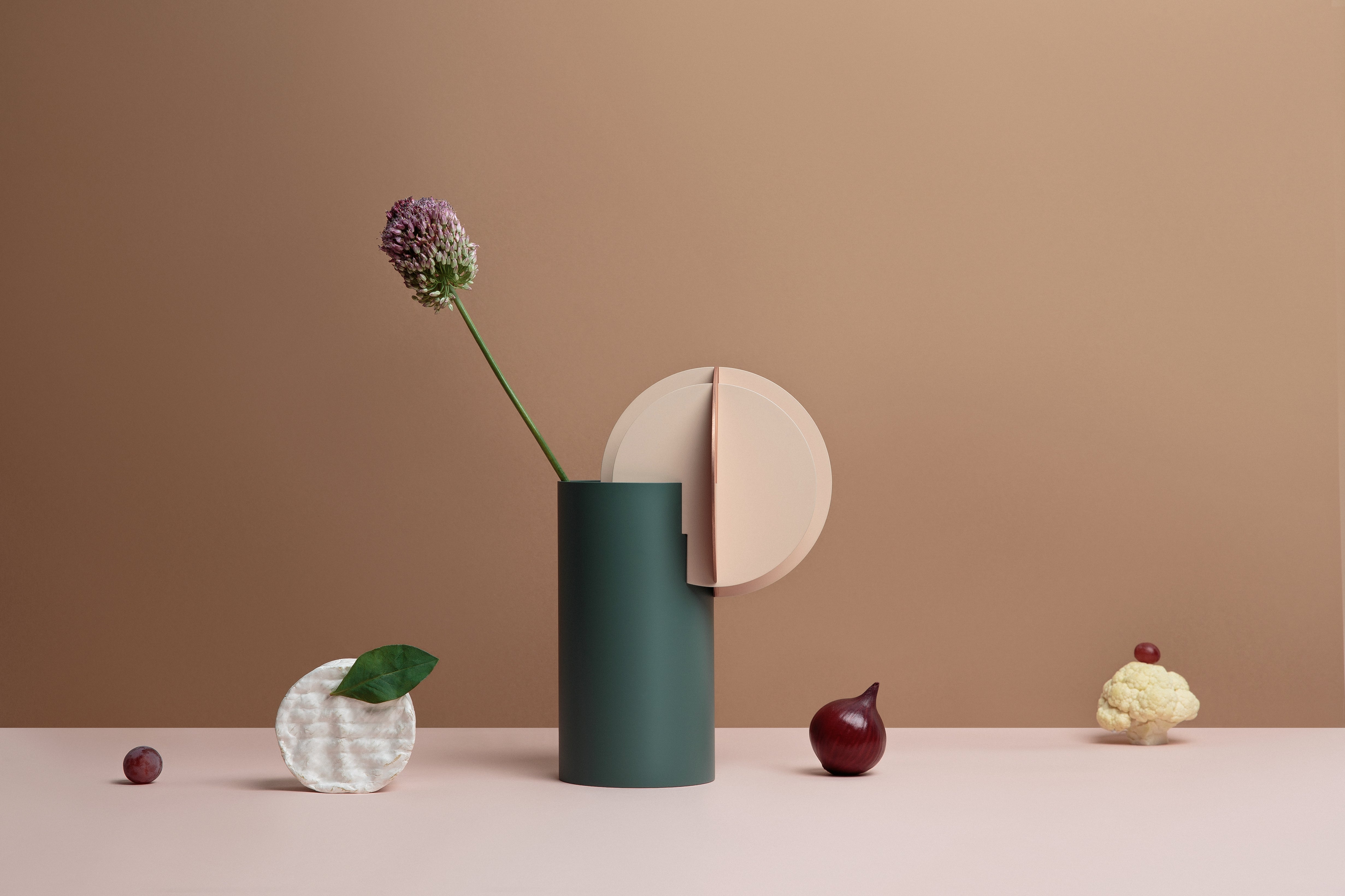 Váza DELAUNAY zelená s pudrově růžovou a měděnou