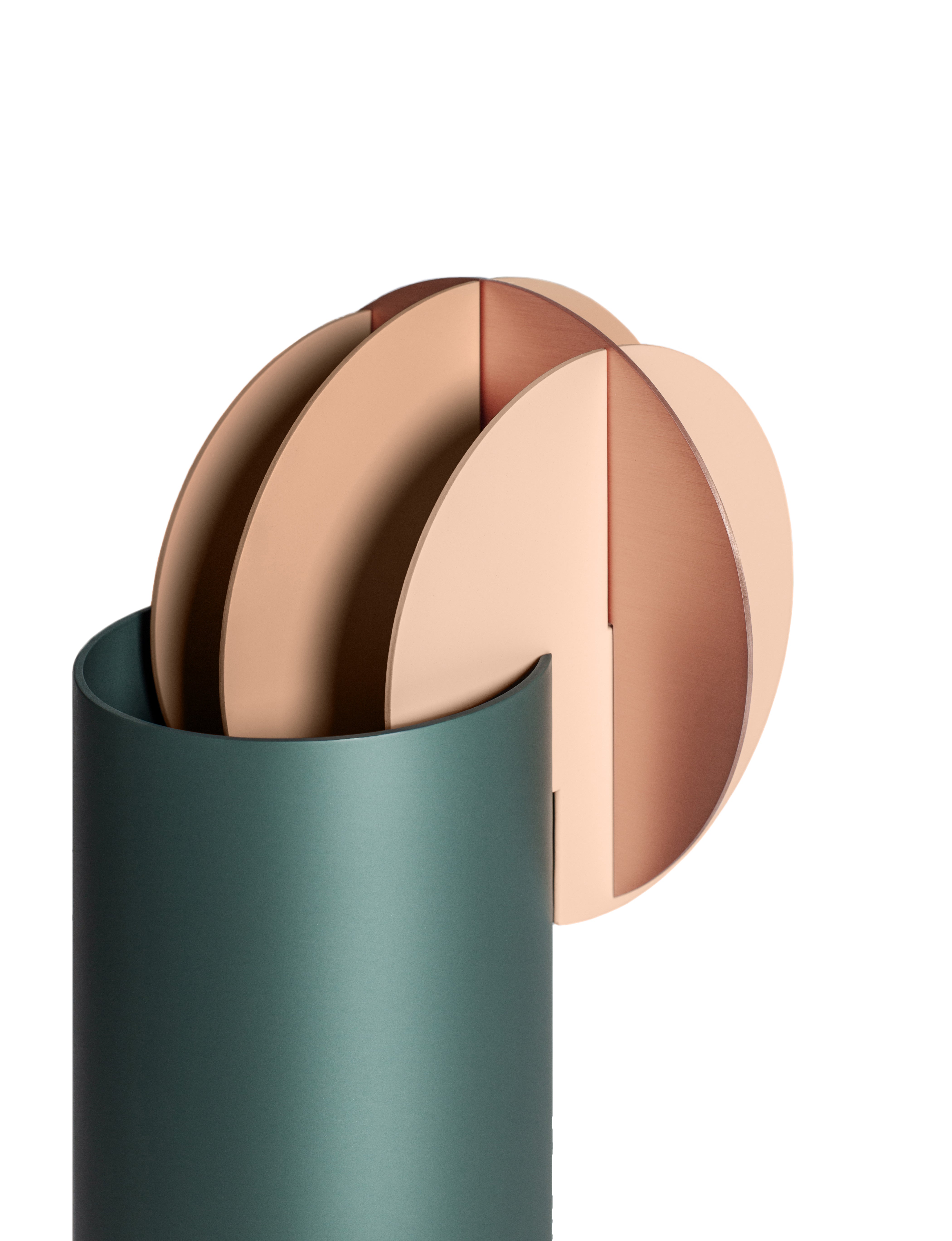 Váza DELAUNAY zelená s pudrově růžovou a měděnou