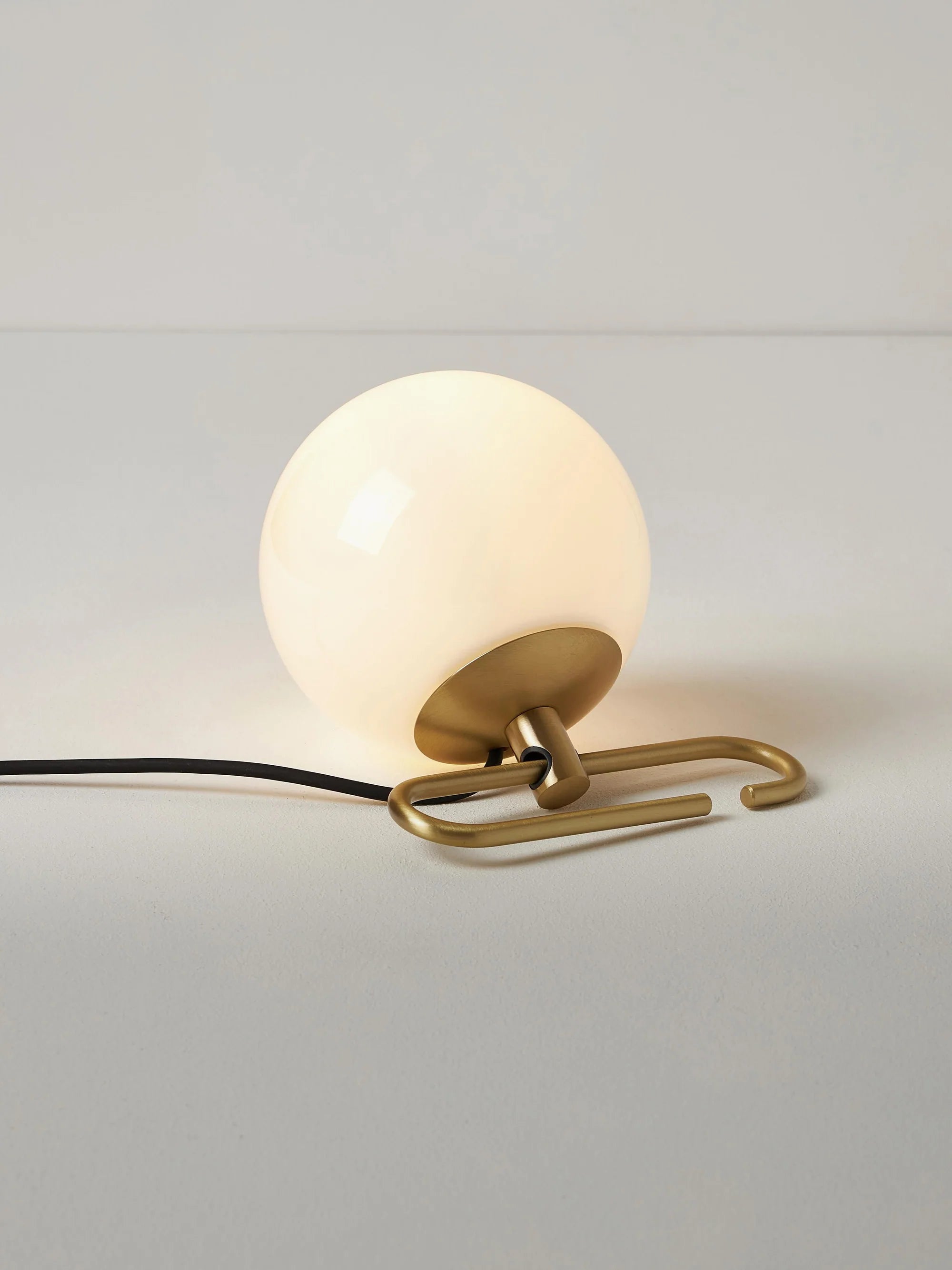 NH1217 Brass Table Lamp with White Glass
