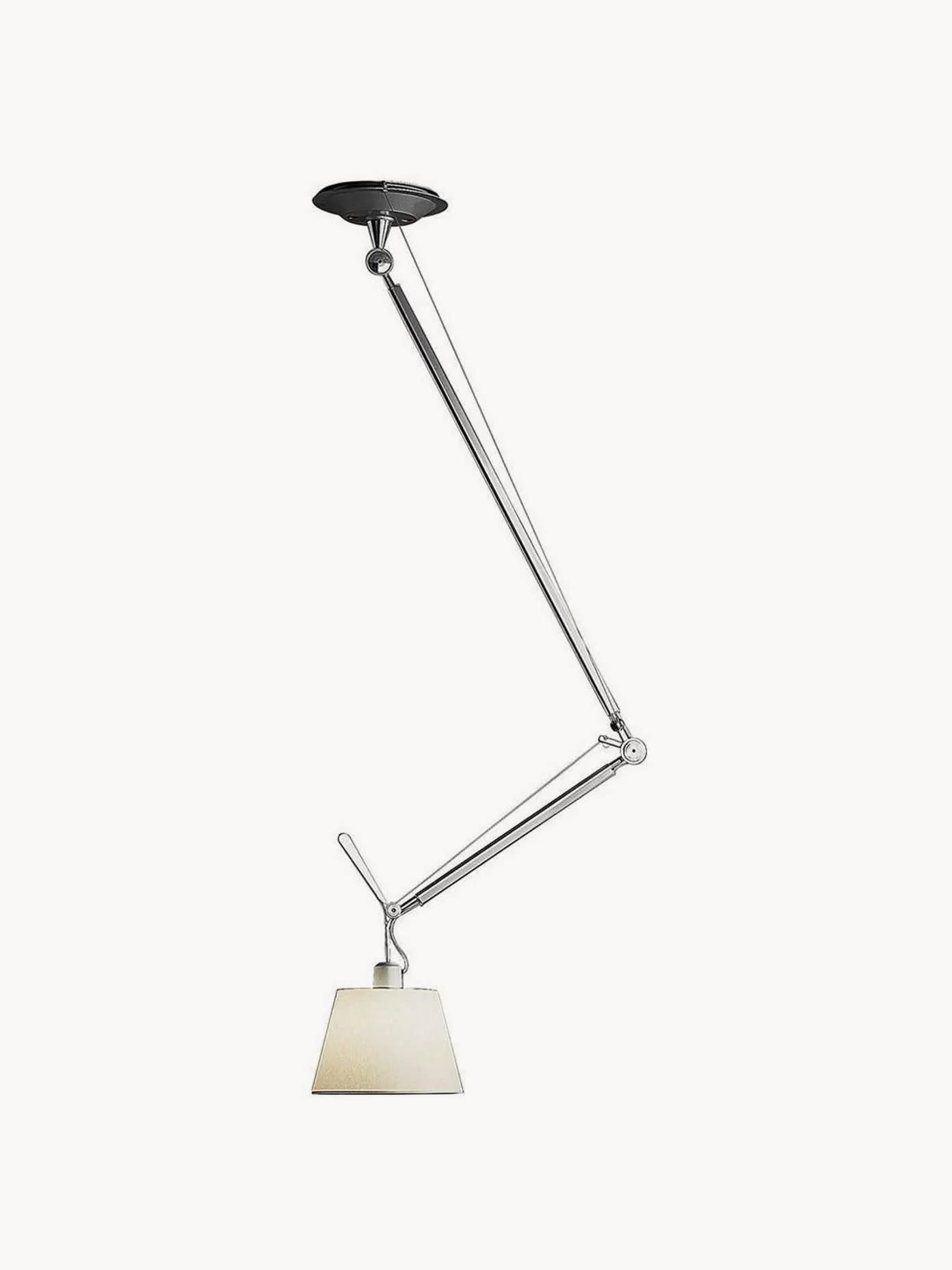 Lampa wisząca regulowana  TOLOMEO DECENTRATA klosz pergaminowy z aluminiowym ramieniem