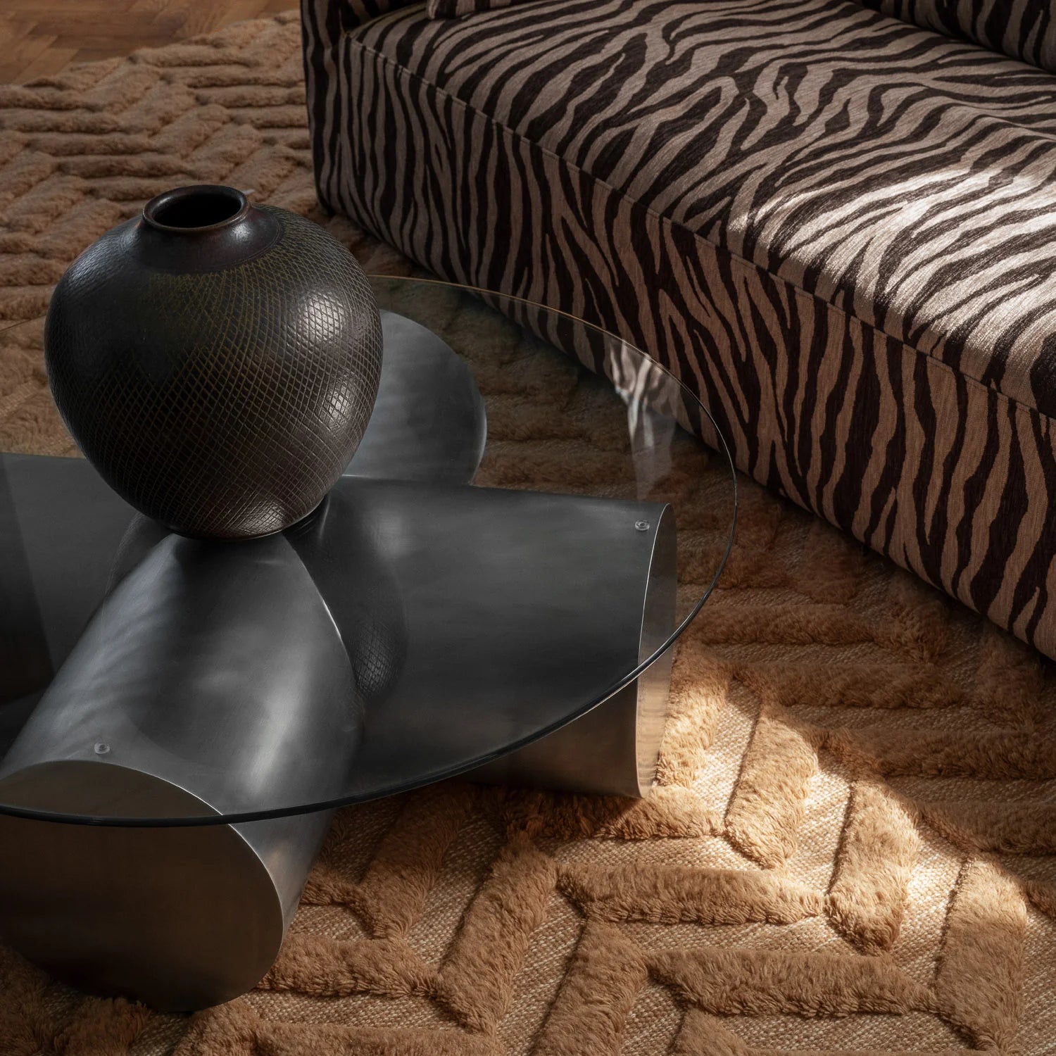 Stolik kawowy CROSS stal polerowana