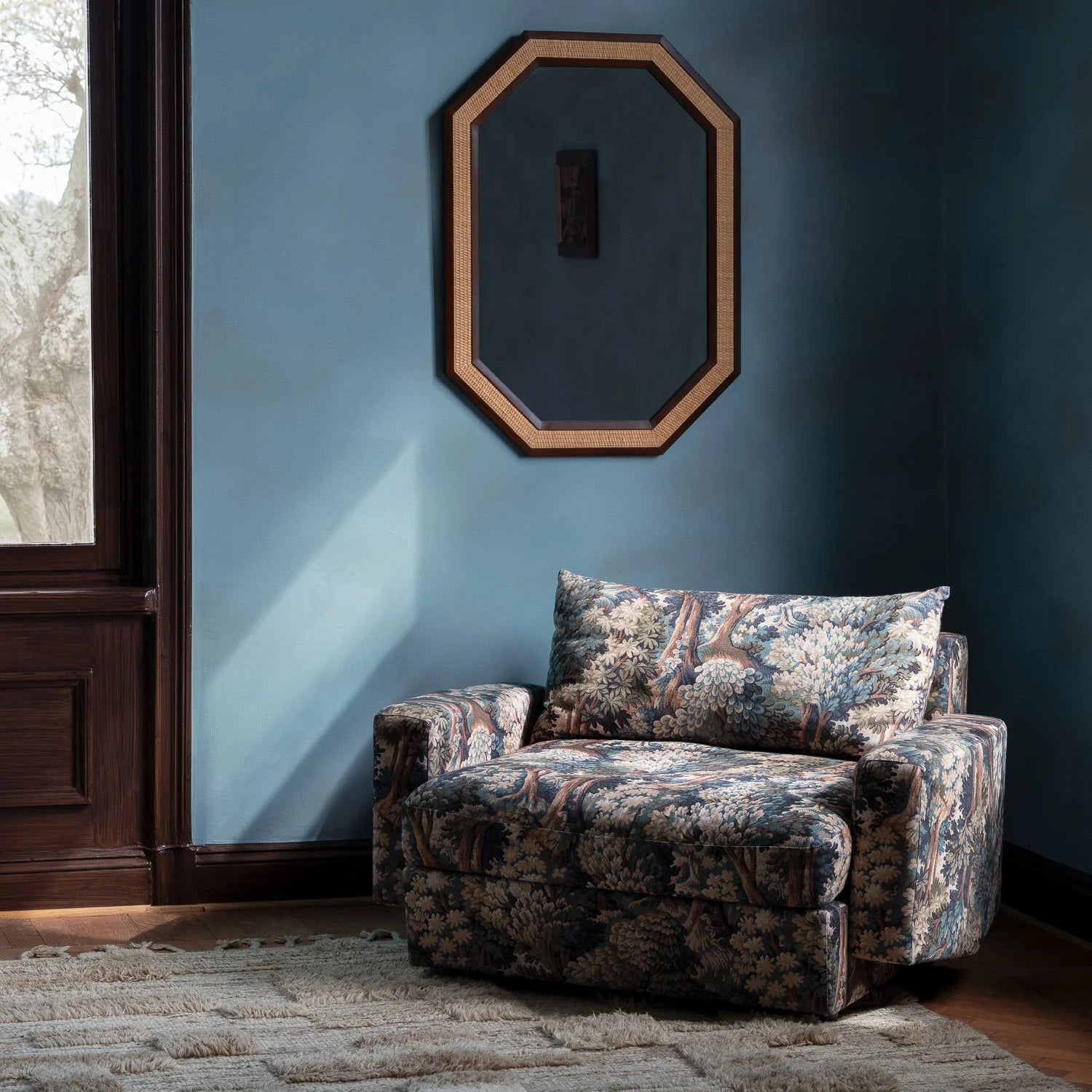 RATTAN Mirror Mahogany and Rattan