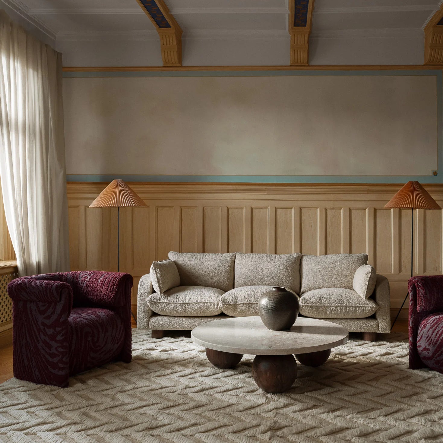 Fotel DECADENT burgundowy boucle