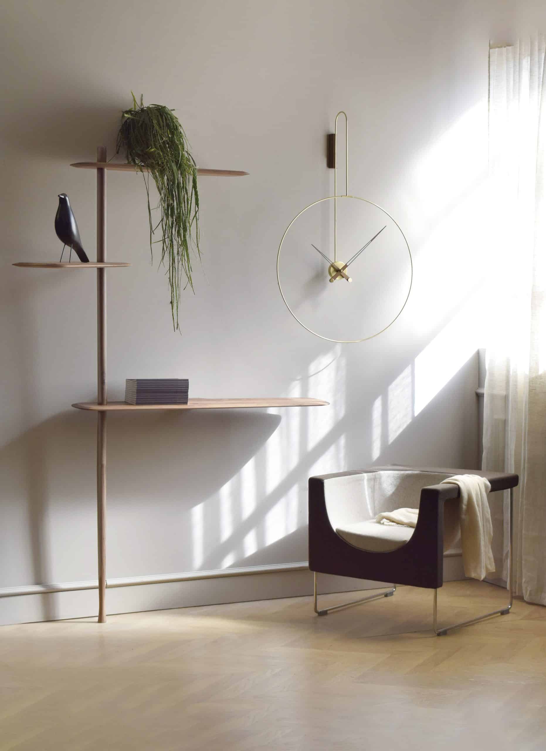 Wall Clock DARO Walnut Wood with Brass