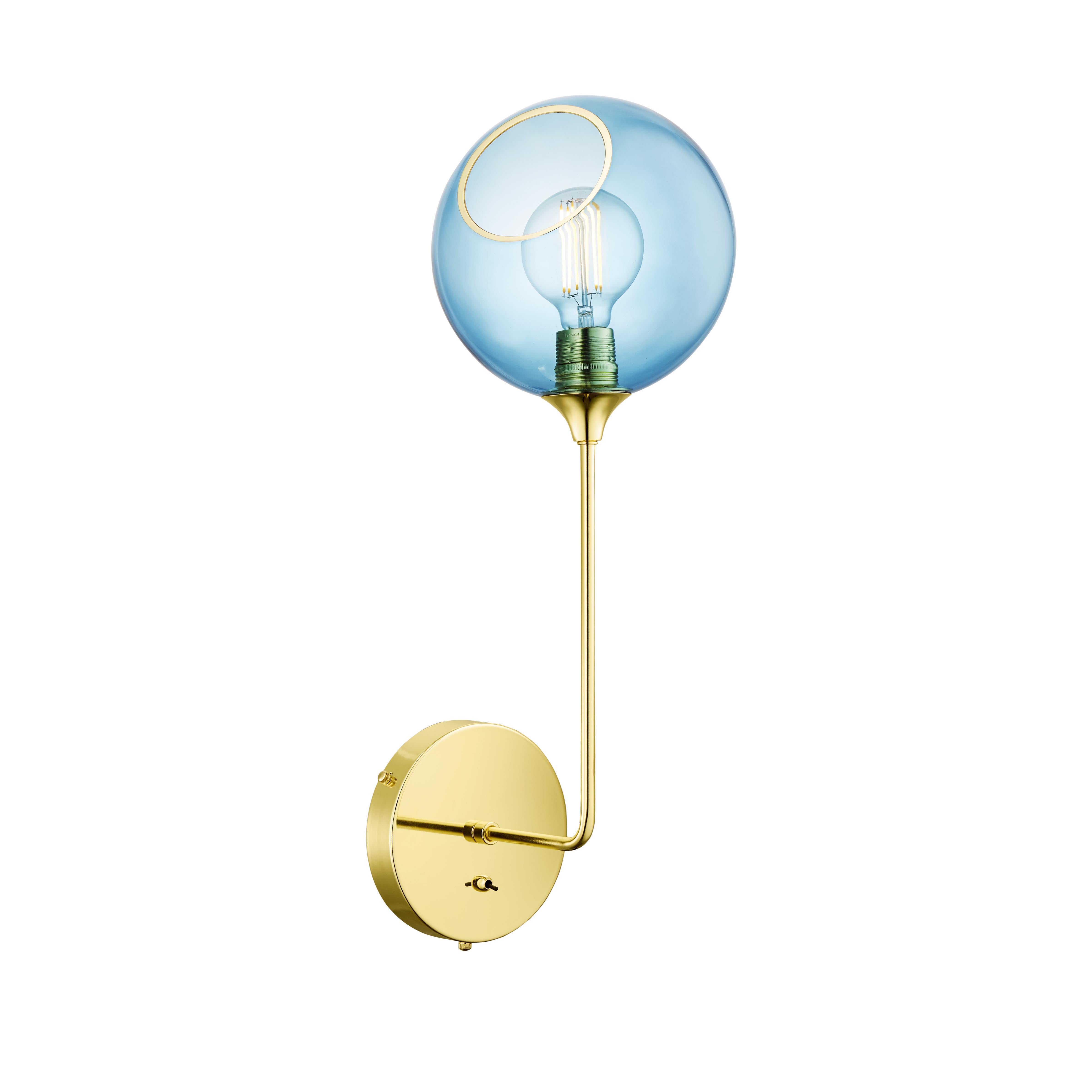 BALLROOM wall lamp blue glass with a gold base
