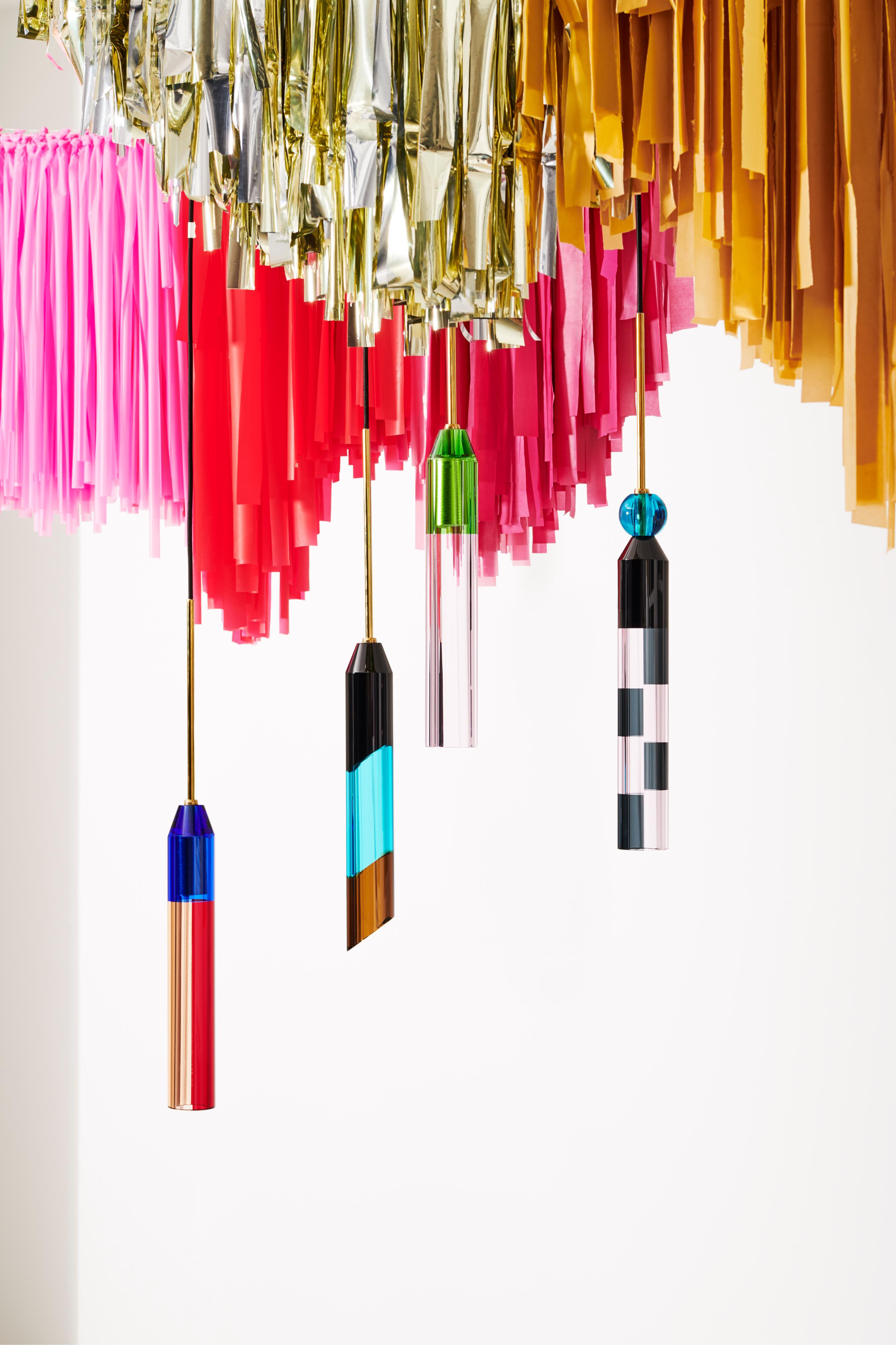 Lampa wisząca CARNIVAL NO. 3 czarny z niebieskim i brązowym