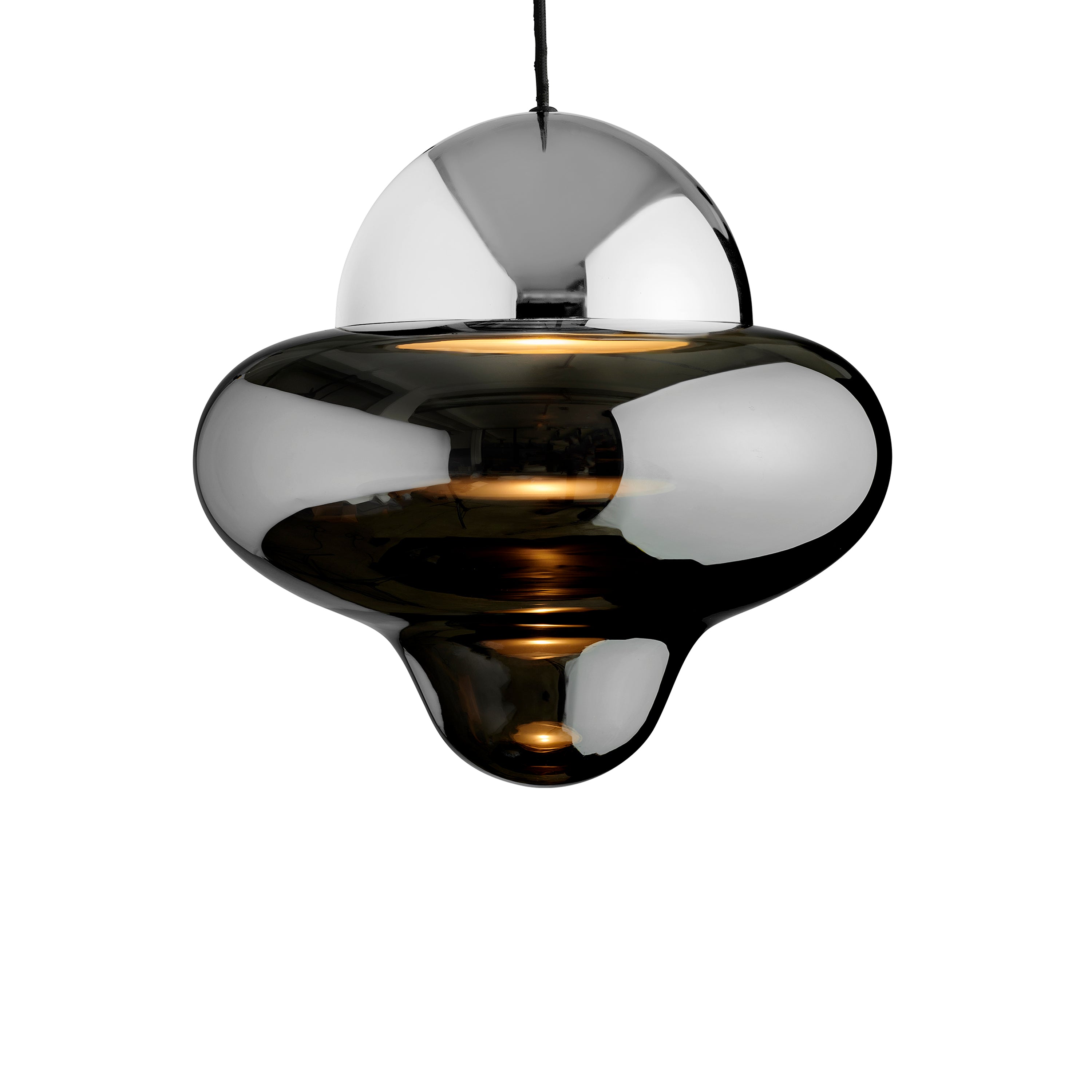 NUTTY pendant lamp with smoked glass and silver finish