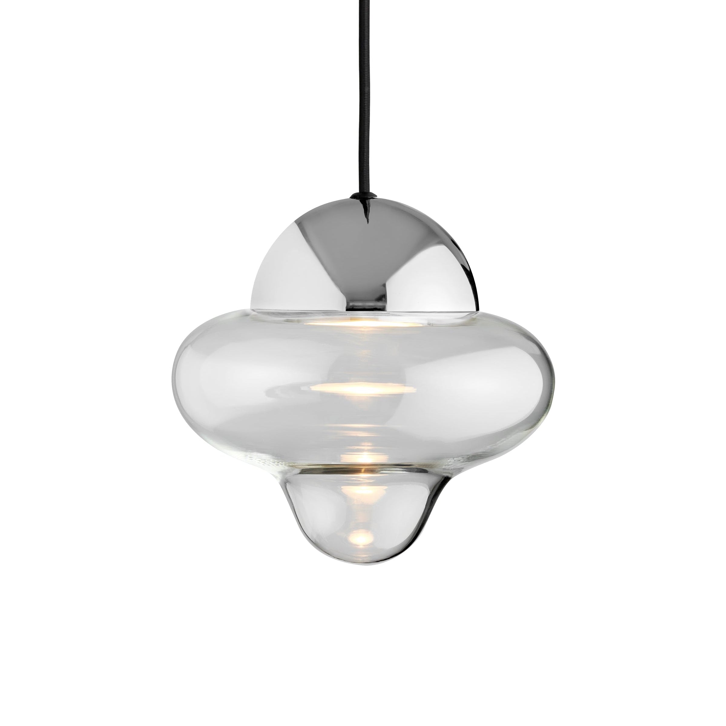 NUTTY pendant lamp transparent glass with silver finish