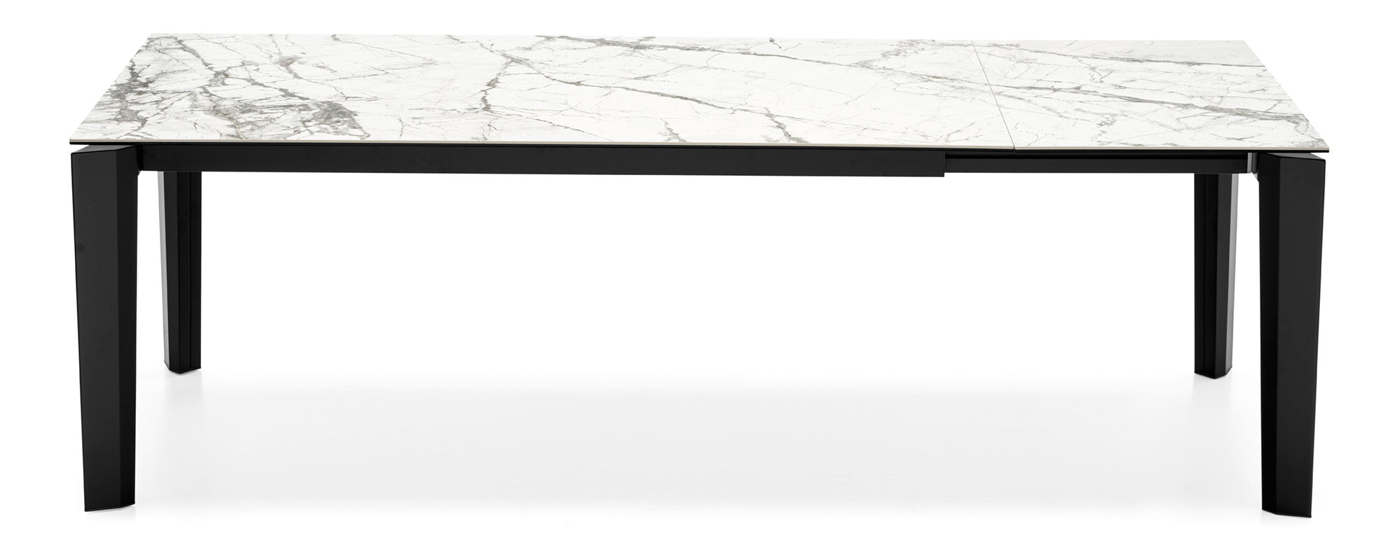 Rozkládací stůl DELTA s bílou deskou a černou základnou