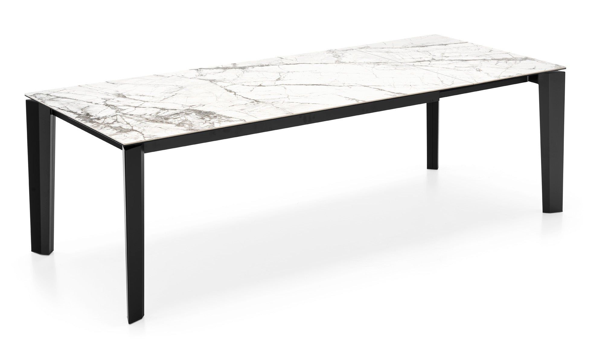 Rozkládací stůl DELTA s bílou deskou a černou základnou