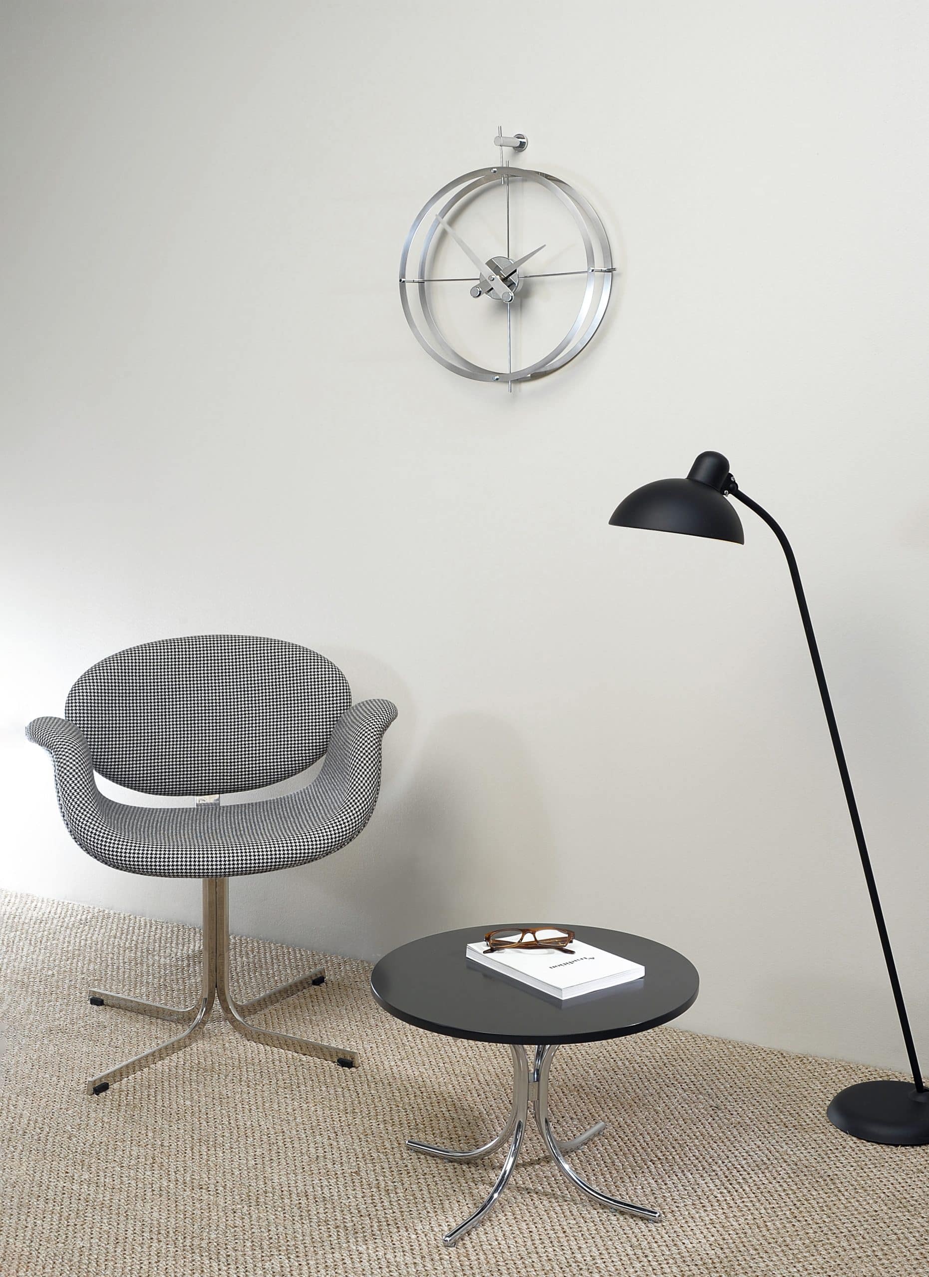 Nástěnné hodiny DOS PUNTOS chromované