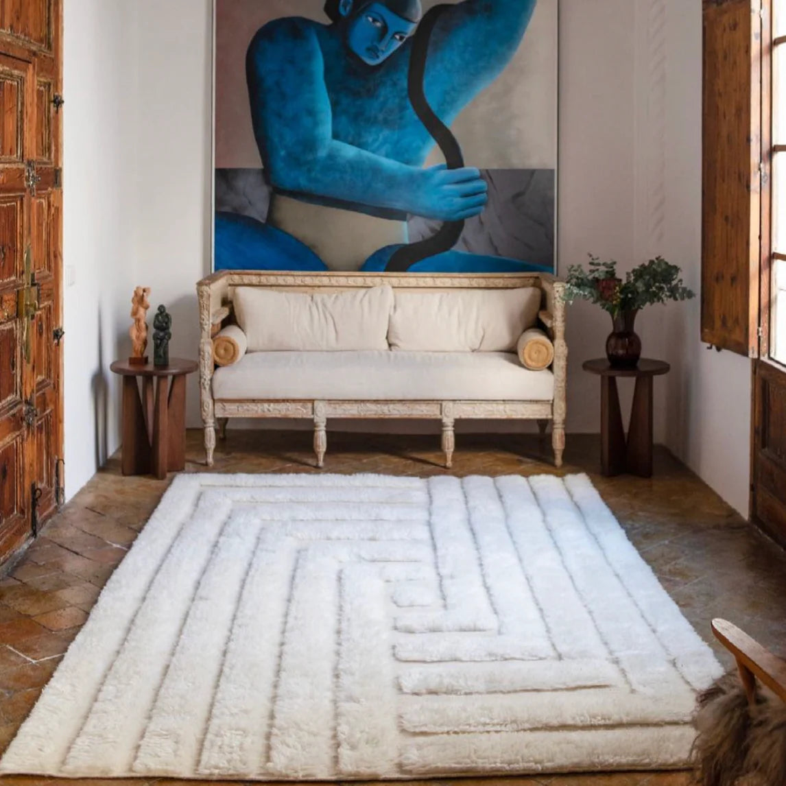 Dywan SHAGGY LABYRINTH biały z długim włosiem