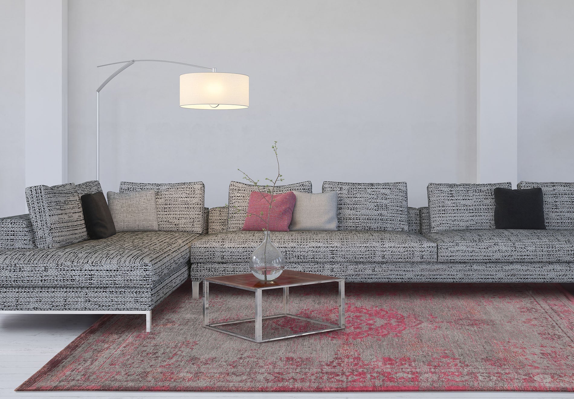 Koberec MEDAILLON PINK FLASH růžovo-šedý