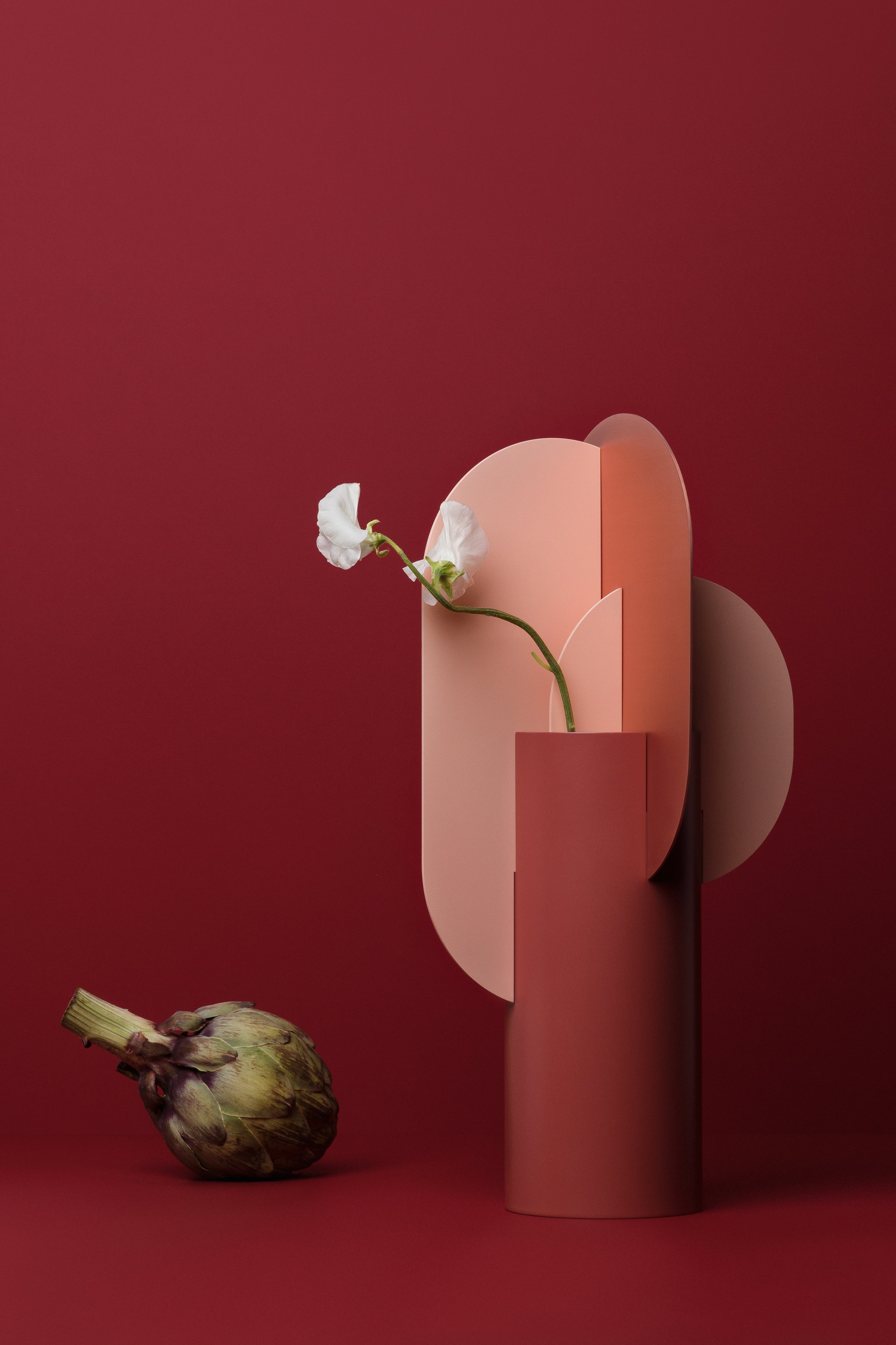 Brick vase EKSTER in powder pink and copper