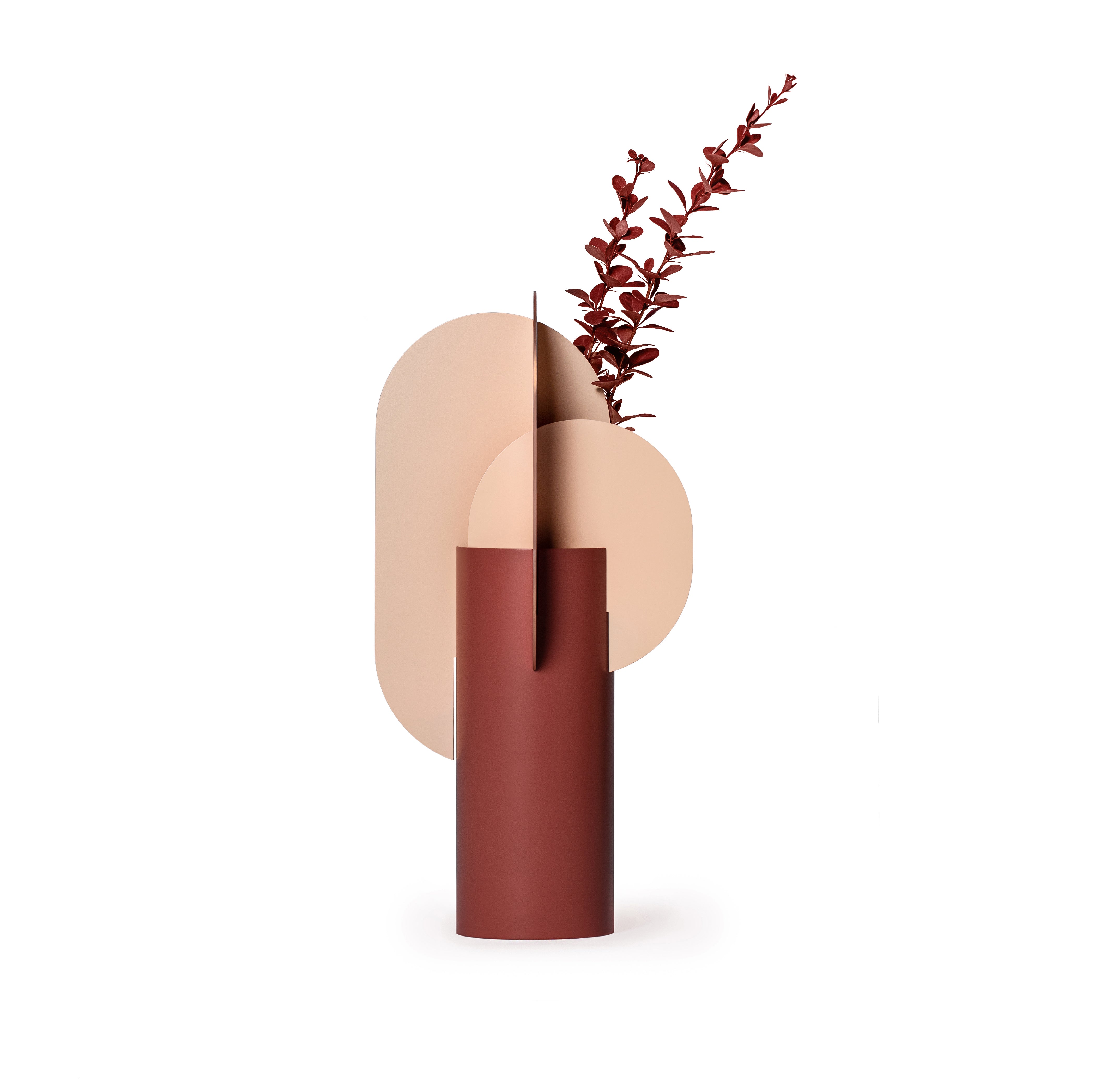 Brick vase EKSTER in powder pink and copper