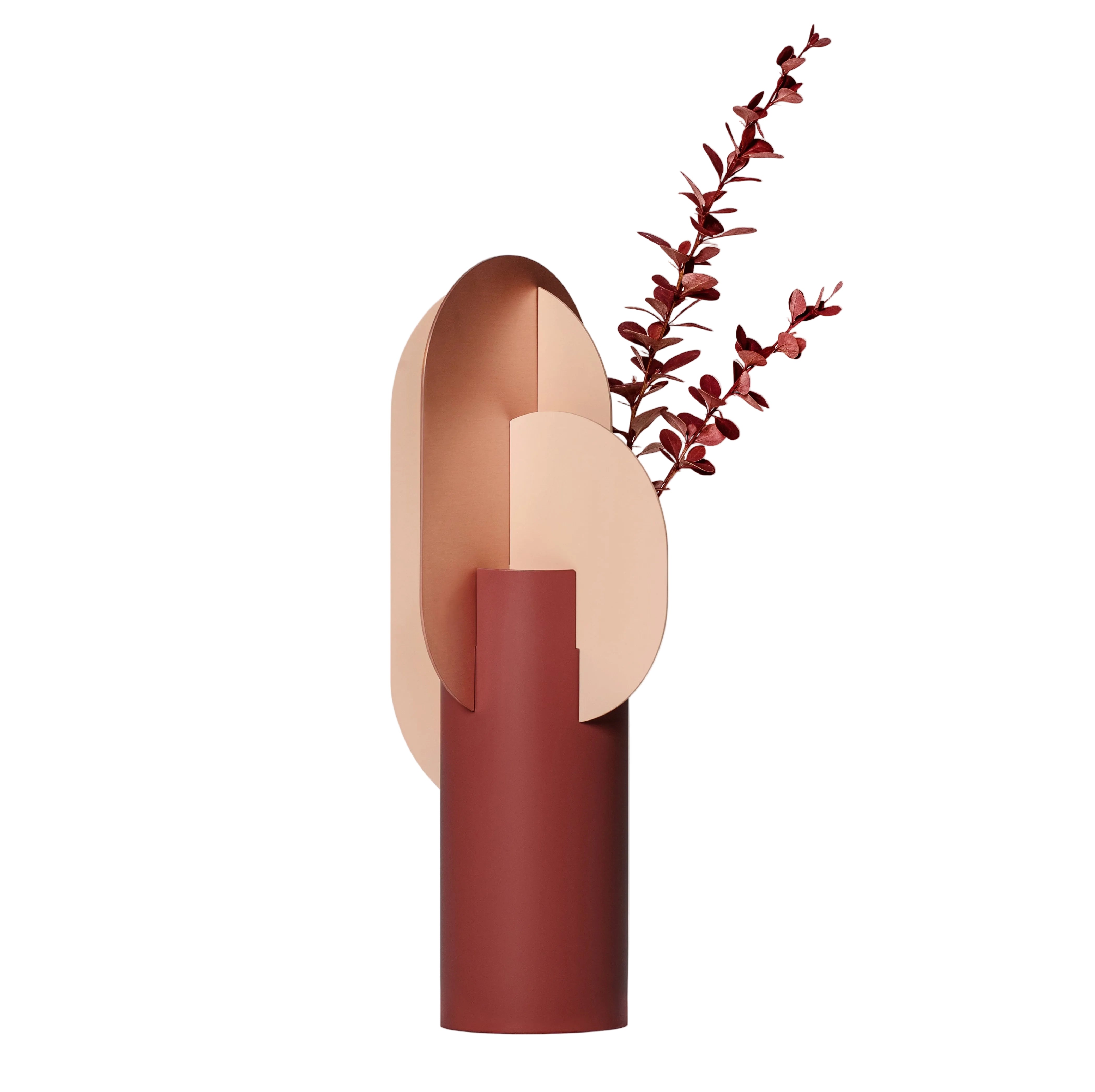 Brick vase EKSTER in powder pink and copper