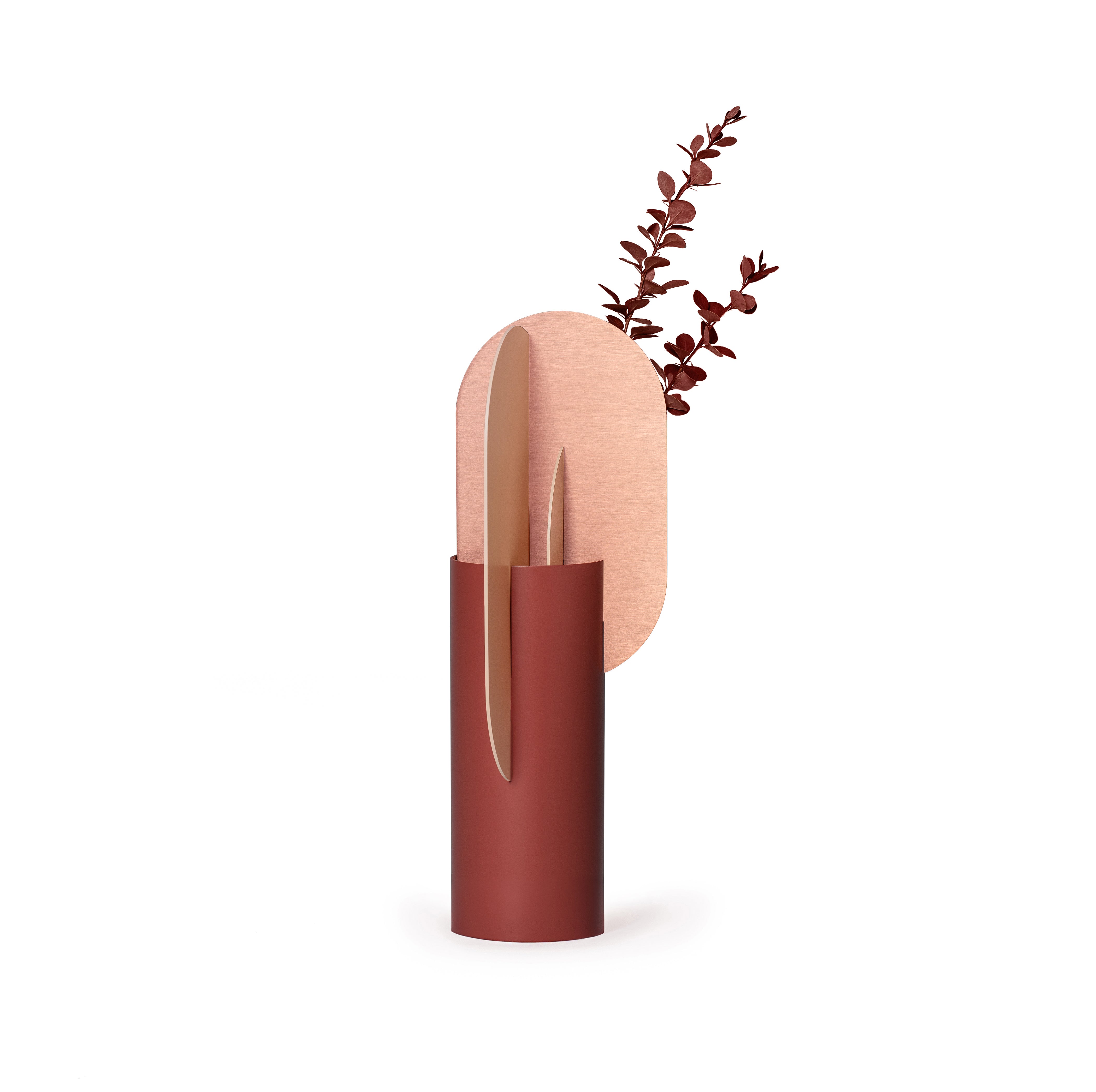 Brick vase EKSTER in powder pink and copper