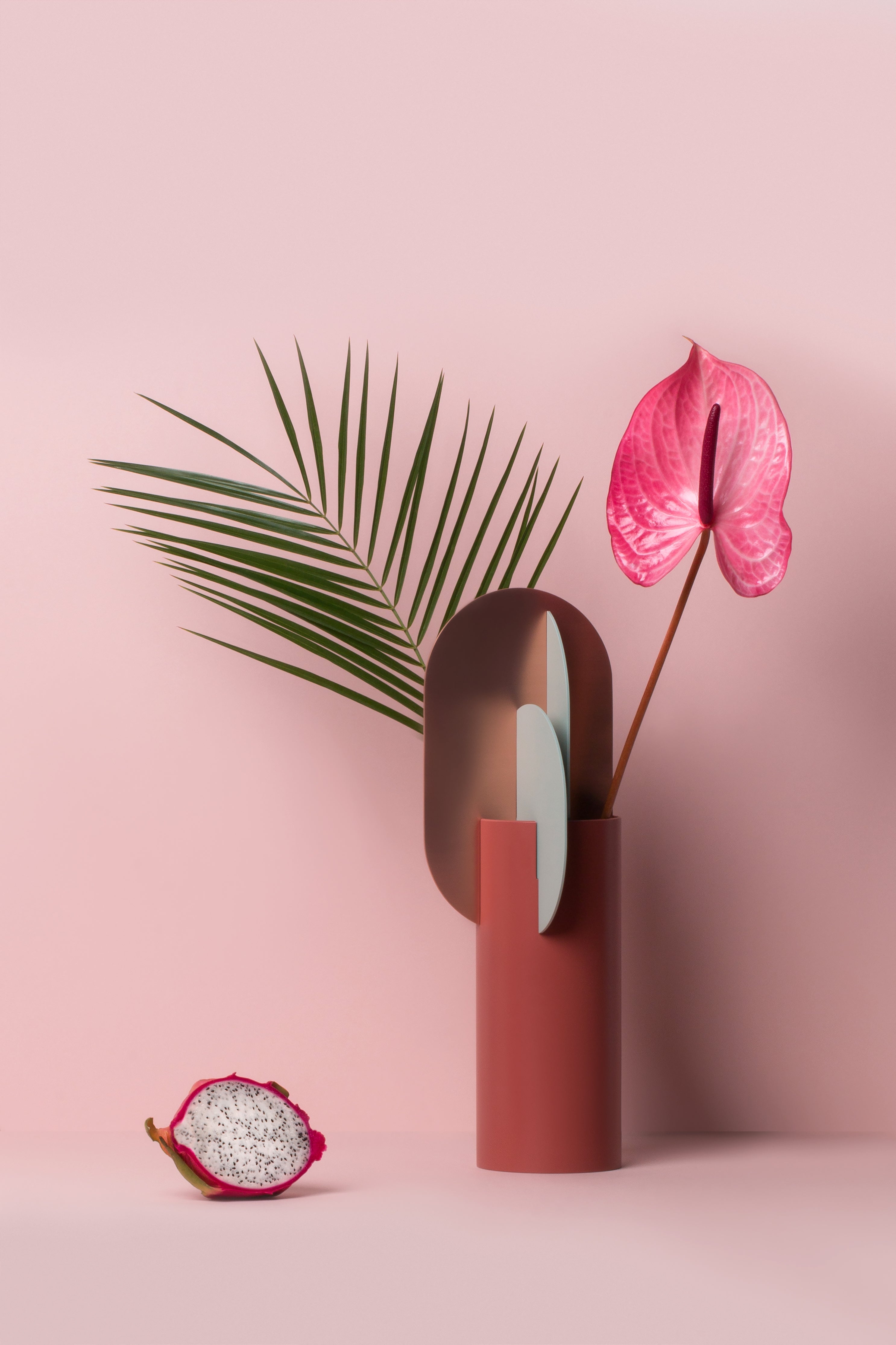 Váza EKSTER cihlová s modrou a měděnou