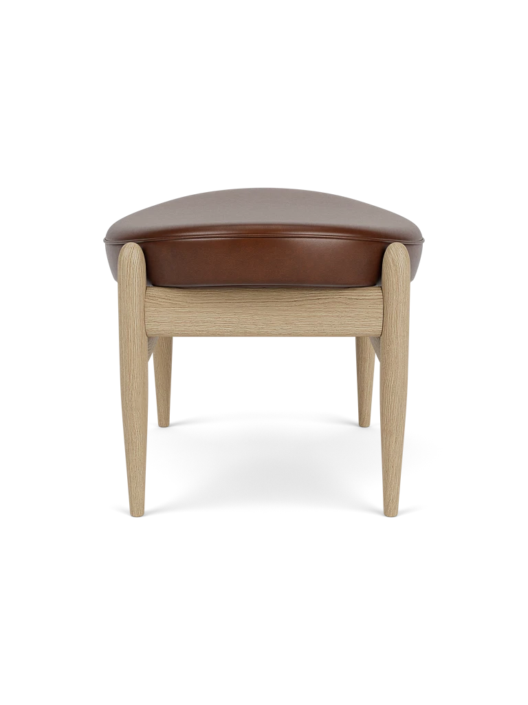 ELIZABETH footstool brown leather with oak base