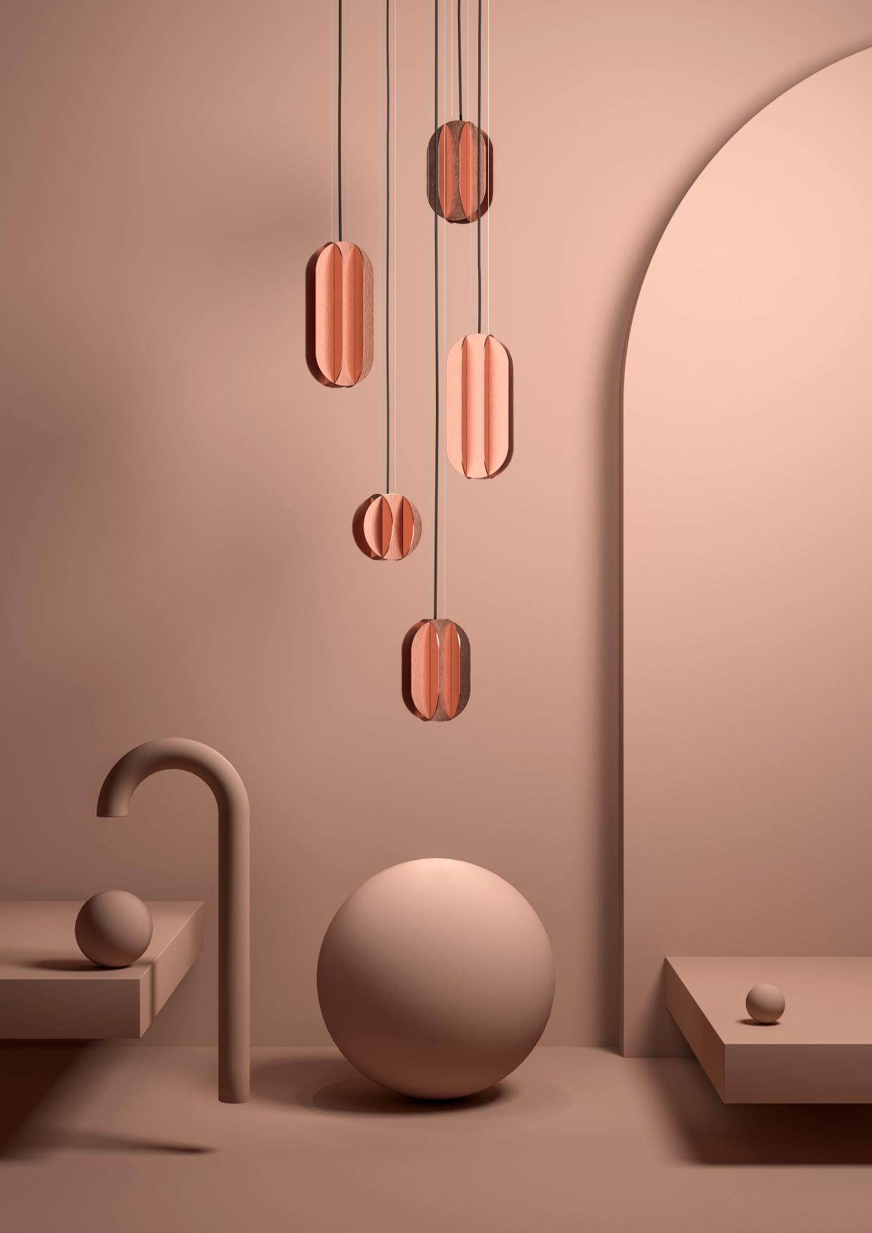 Oval pendant lamp EL copper