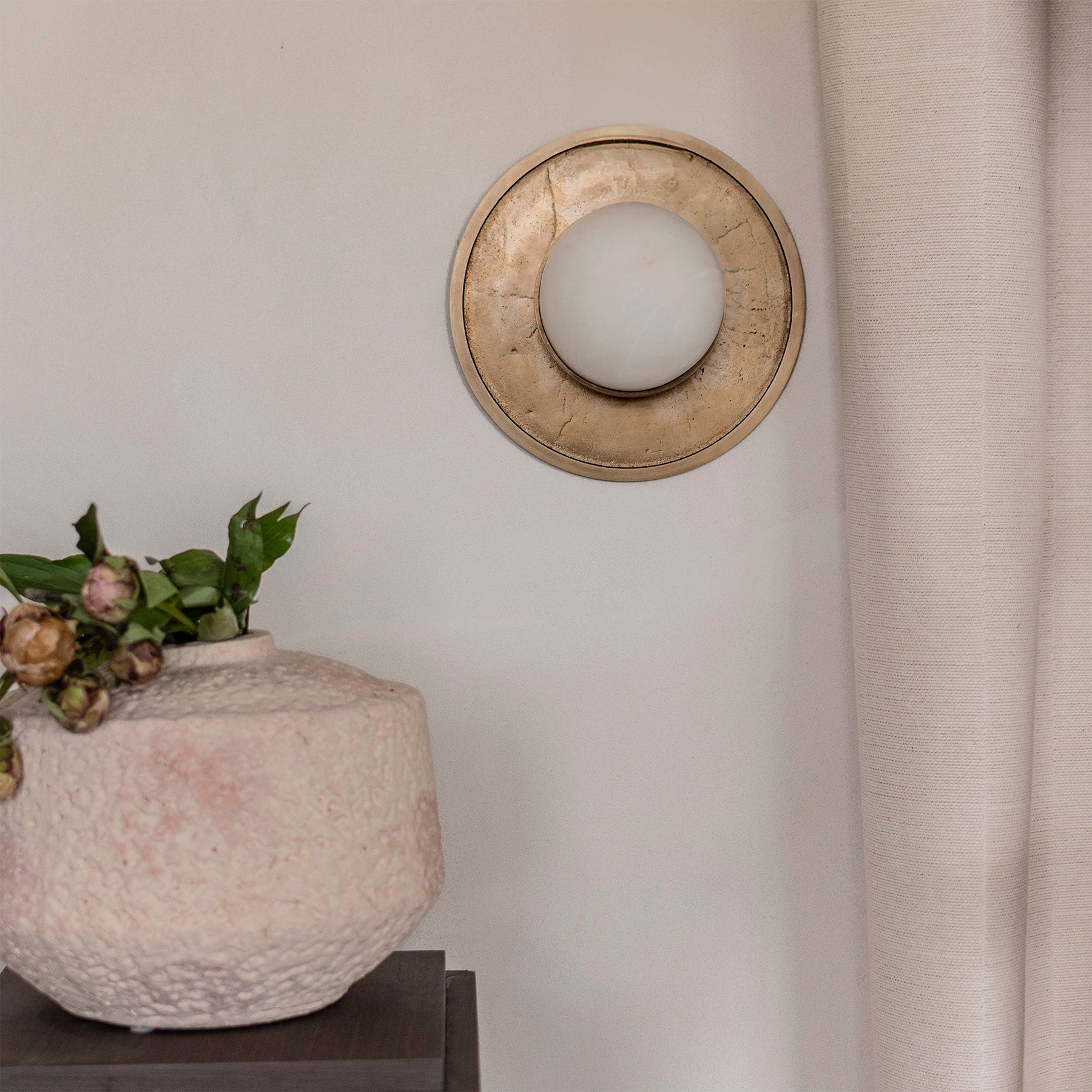 Plafon alabastrowy FULL MOON szczotkowany mosiądz