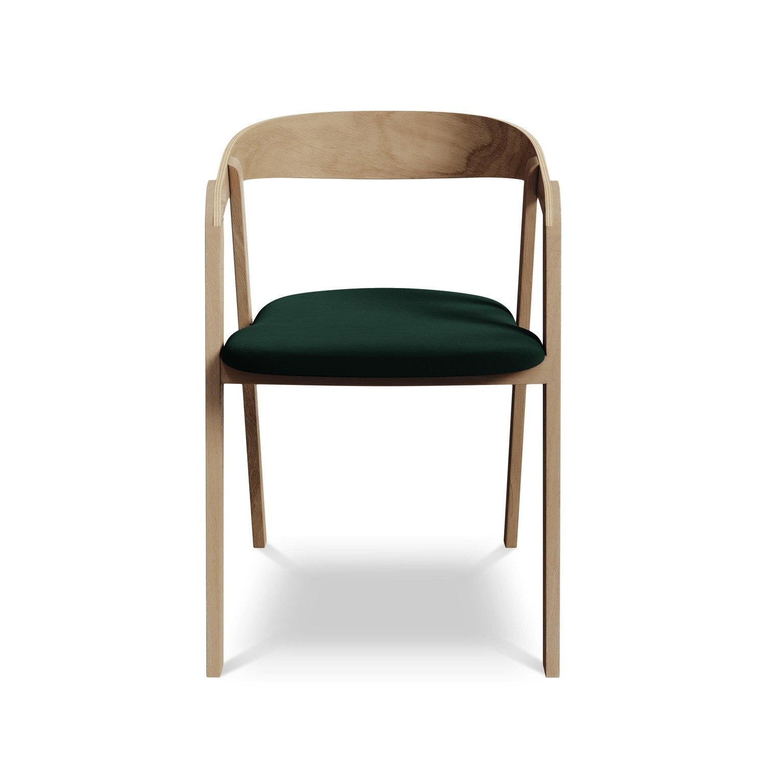 Velvet Chair ERIKA in Bottle Green with Beech Base