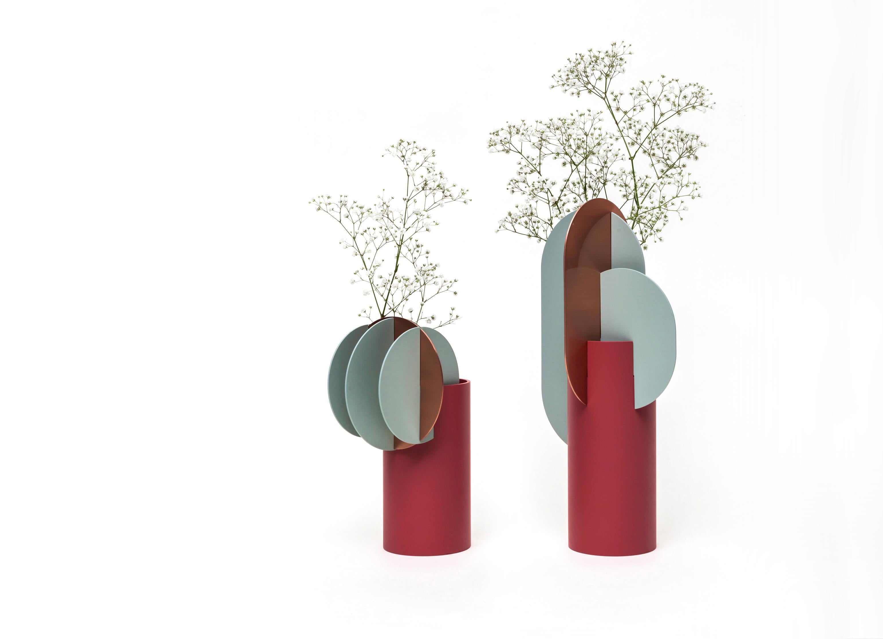 Váza EKSTER cihlová s modrou a měděnou