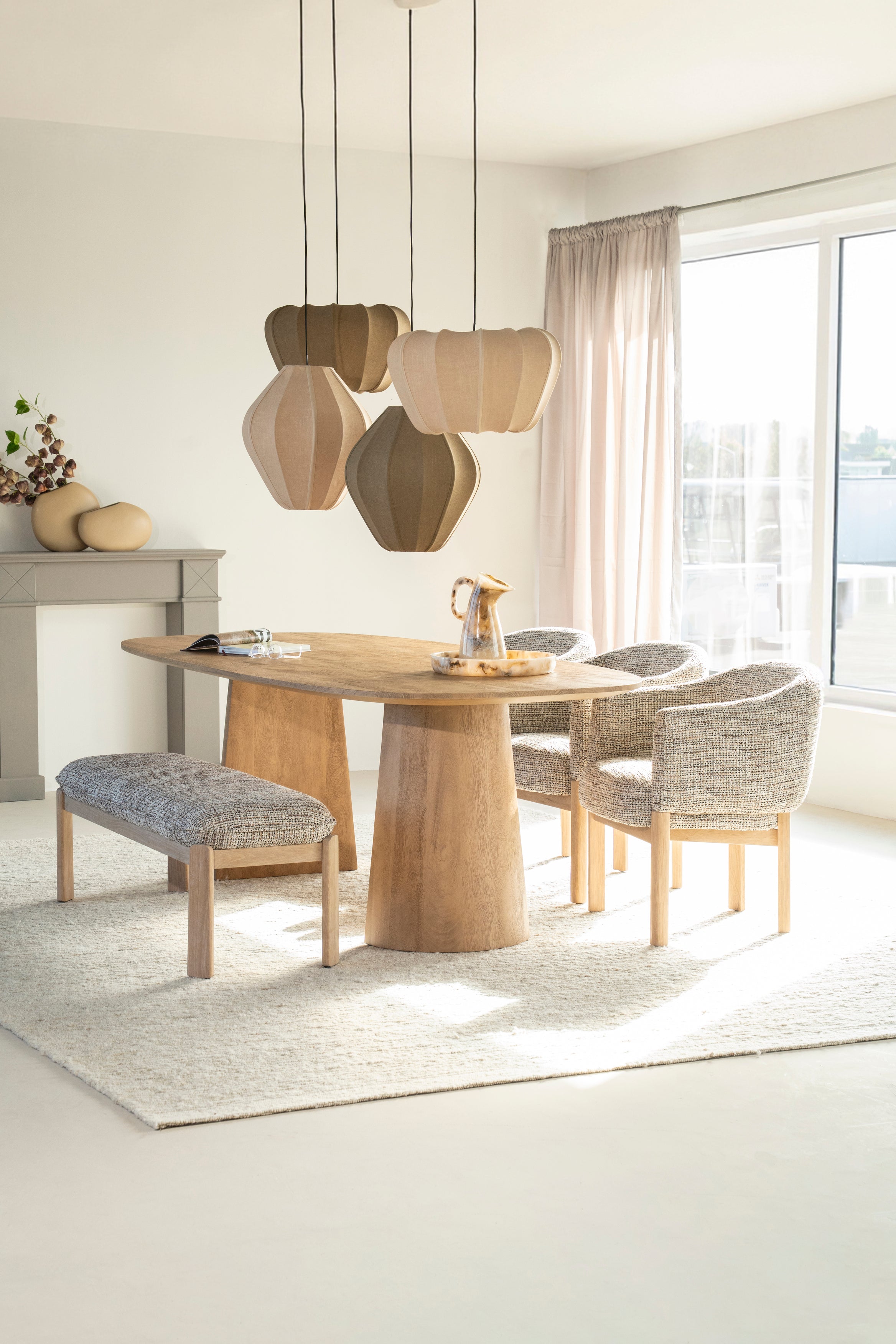 MICHA armchair in taupe with oak base