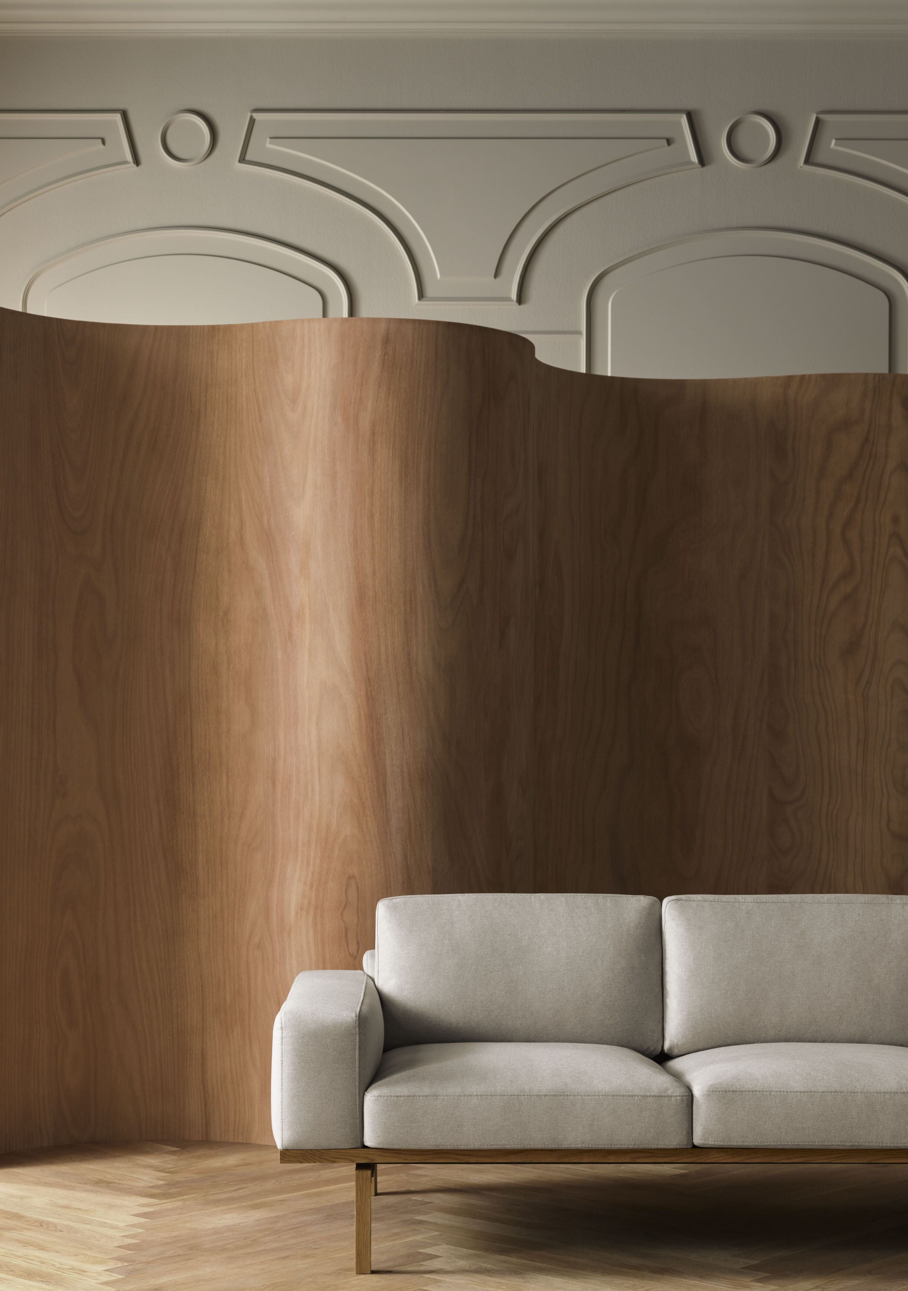3-person sofa Elton base of bleached oak wood