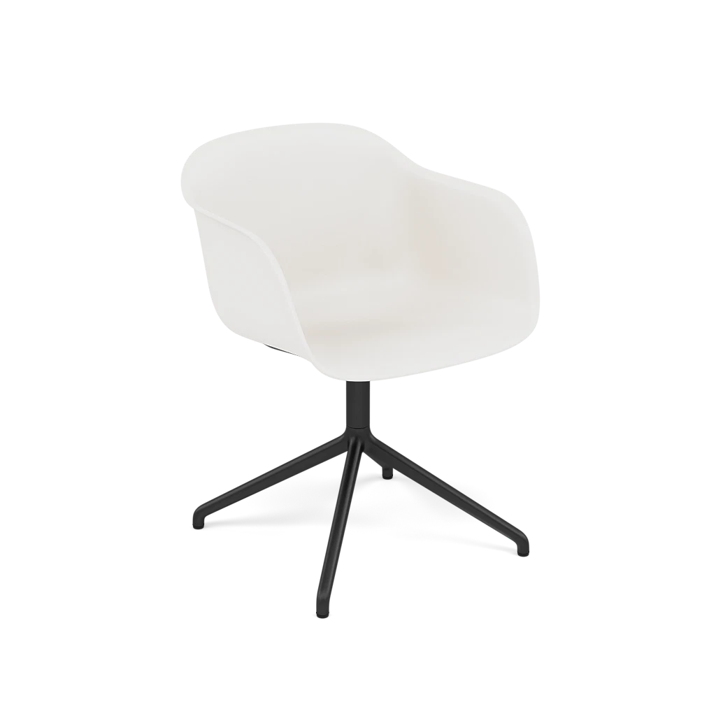 FIBER White Swivel Chair with Armrests