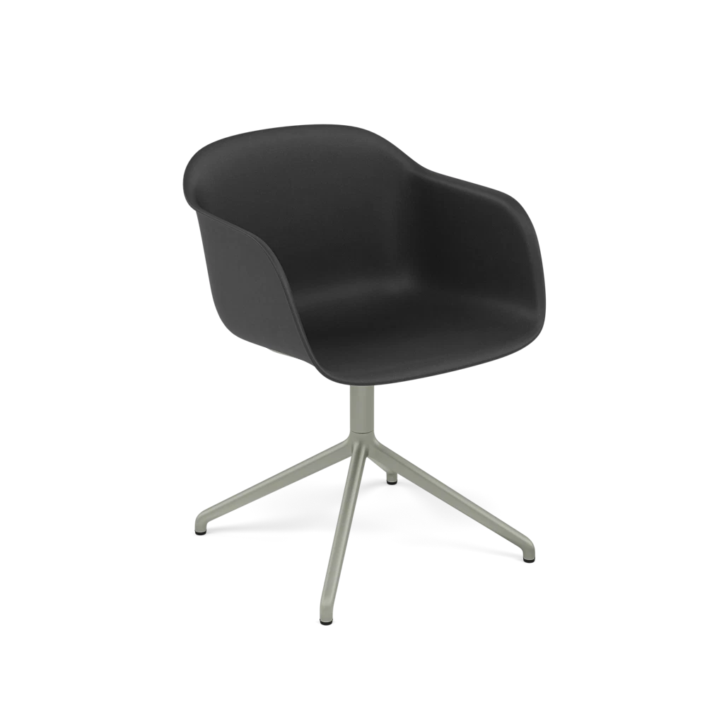 FIBER Black Swivel Chair with Armrests