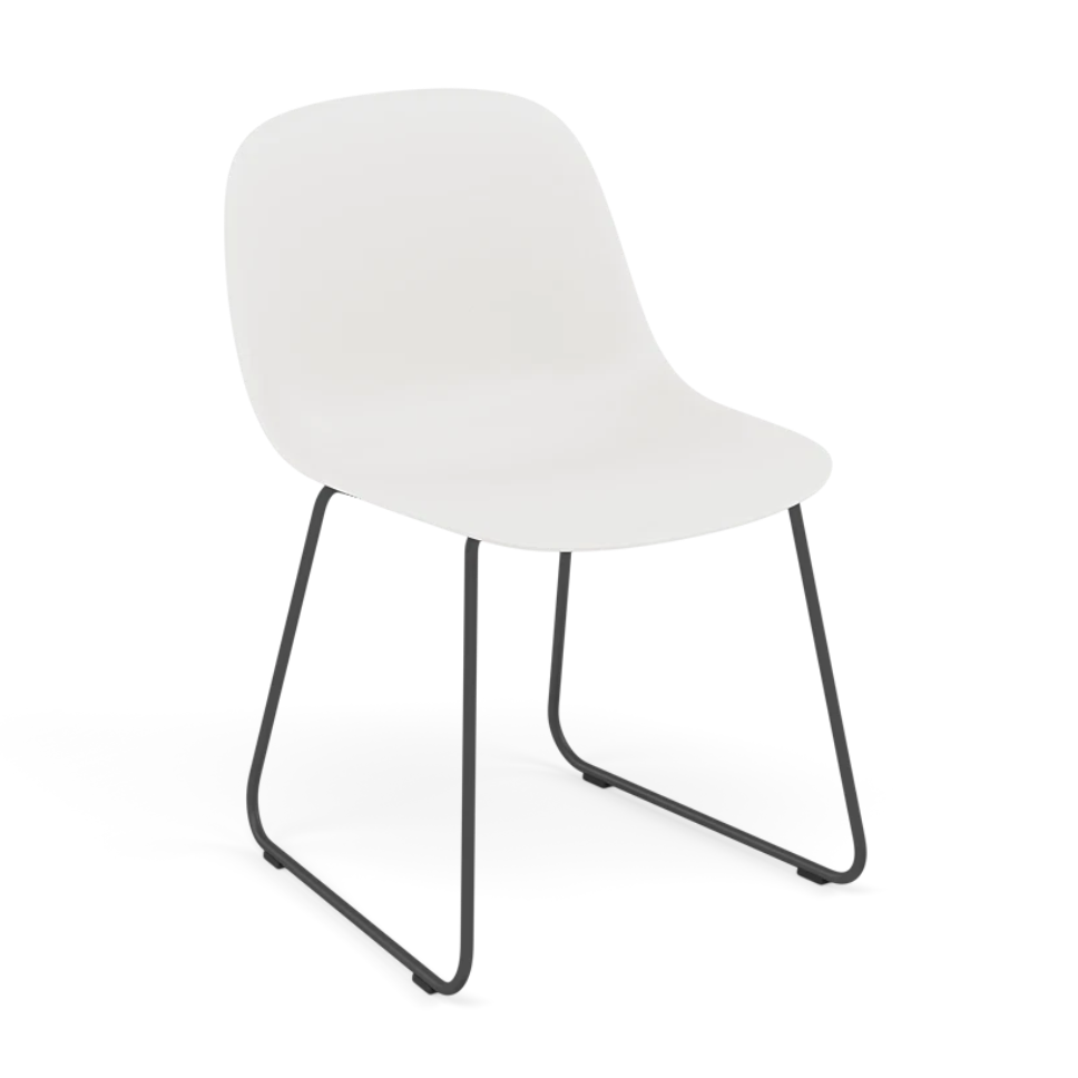 FIBER Chair in White with Steel Sled Base