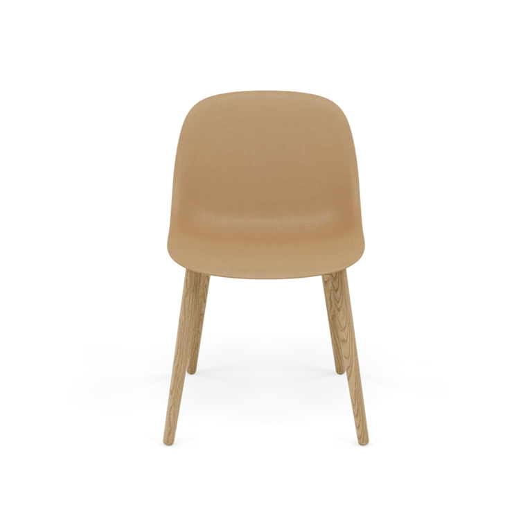 FIBER Chair in Ochre with Wooden Base