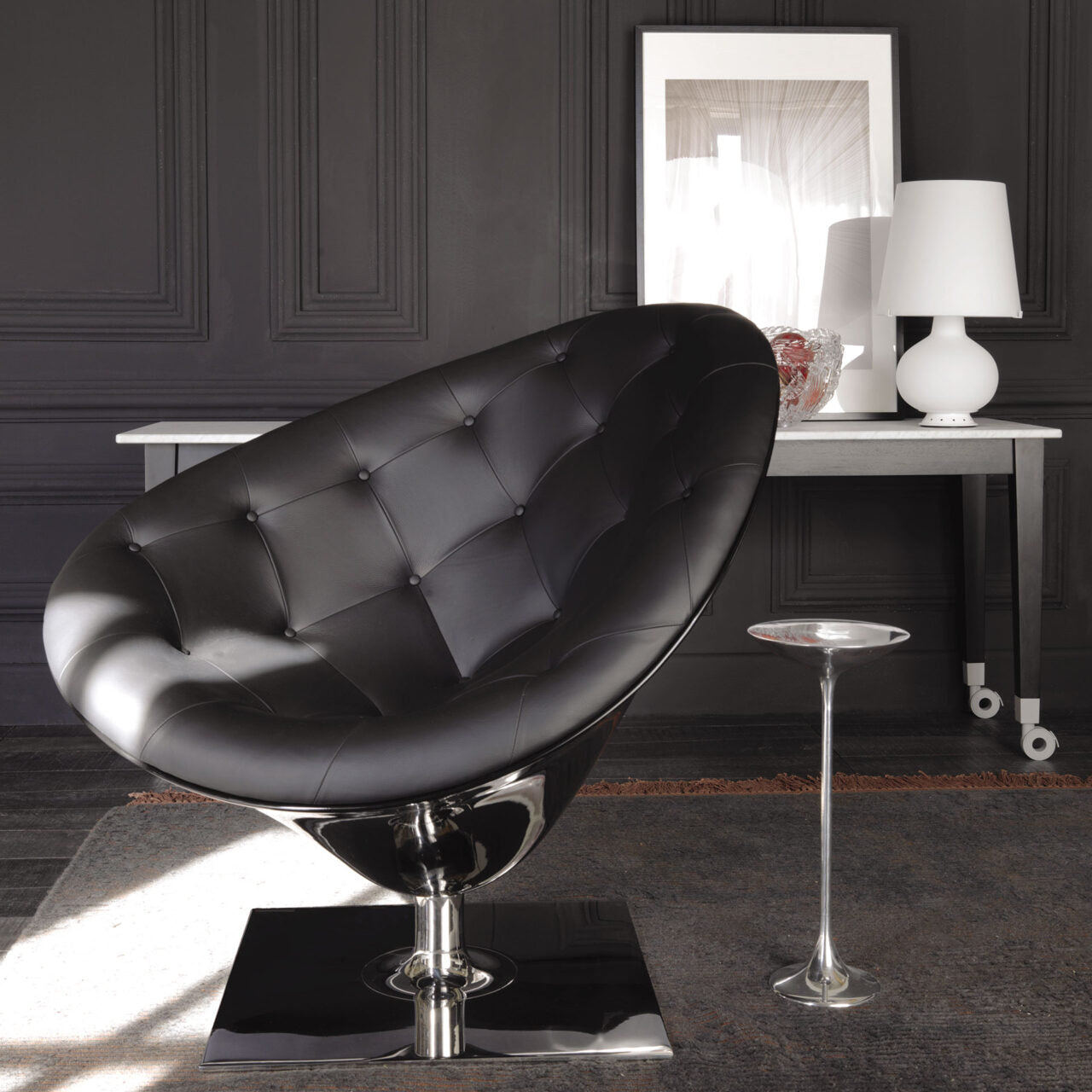 FONTANA Table Lamp 1853 white satin blown glass