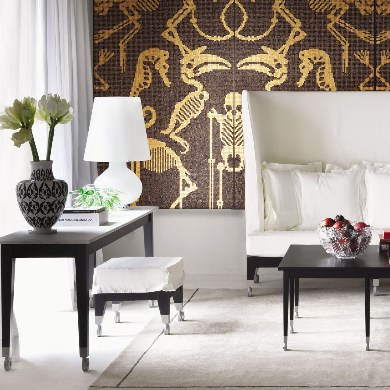 FONTANA Table Lamp 1853 white satin blown glass