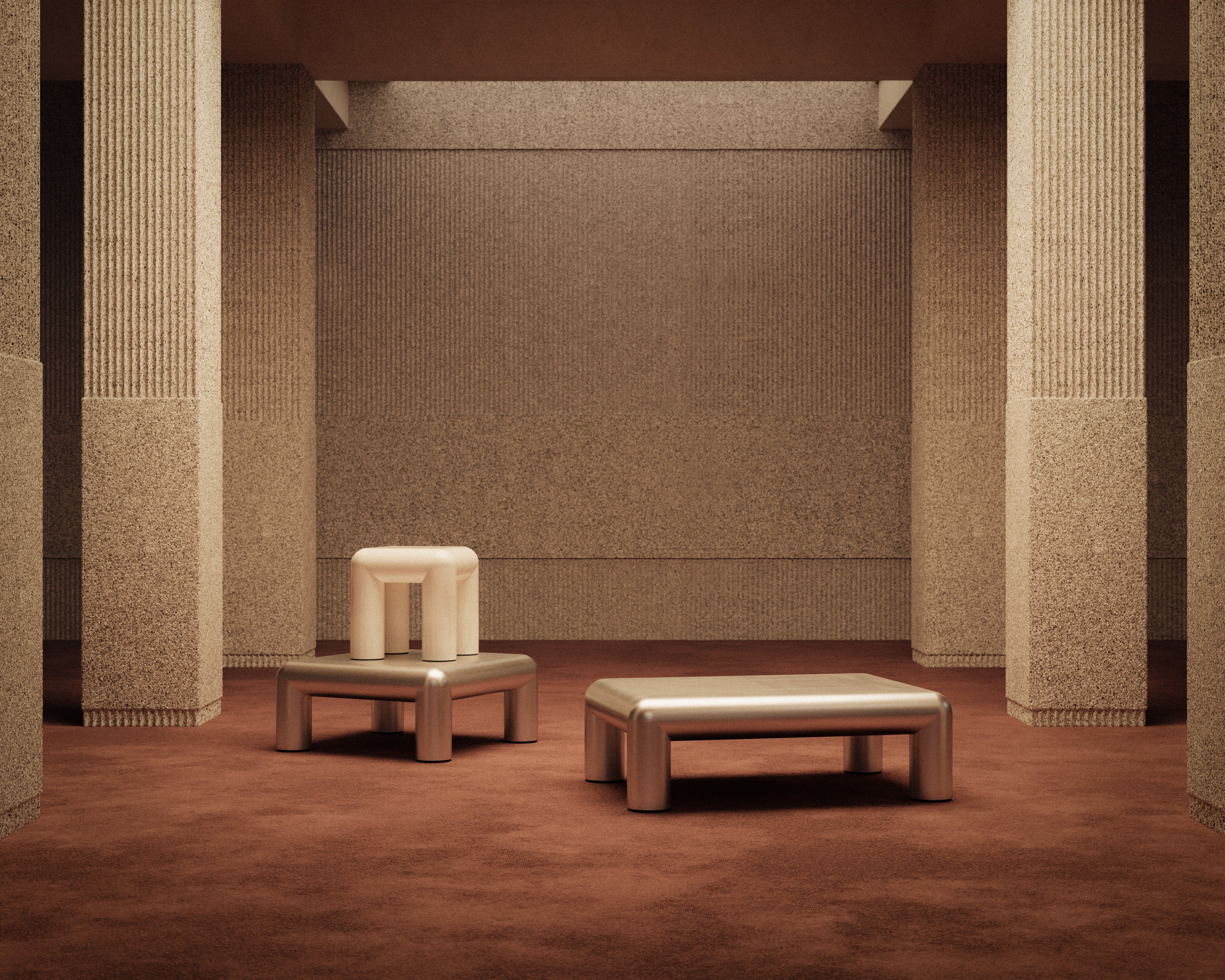 Stolik boczny CUBIO jasnobeżowy