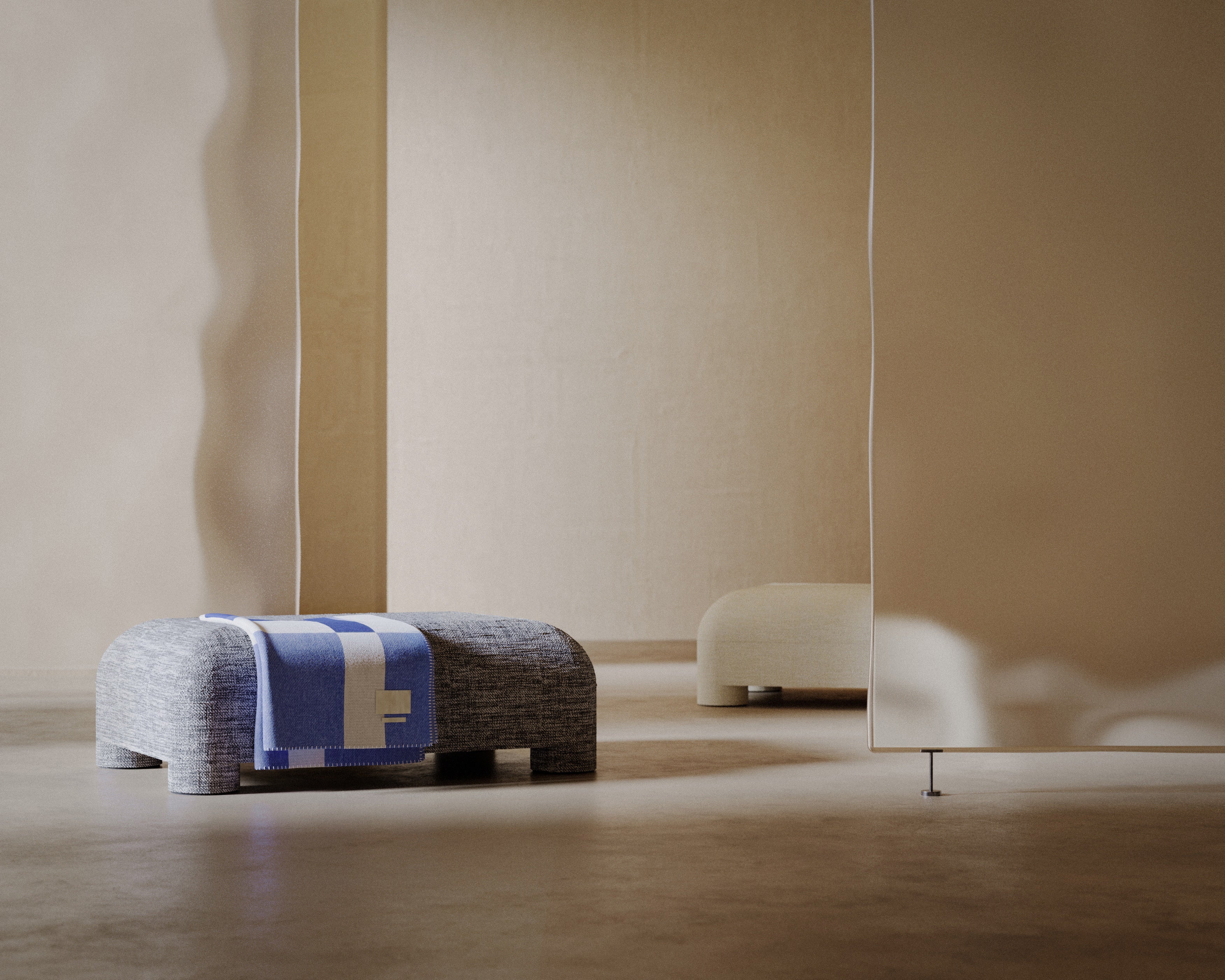 Koc BIG LOGO niebiesko-beżowy