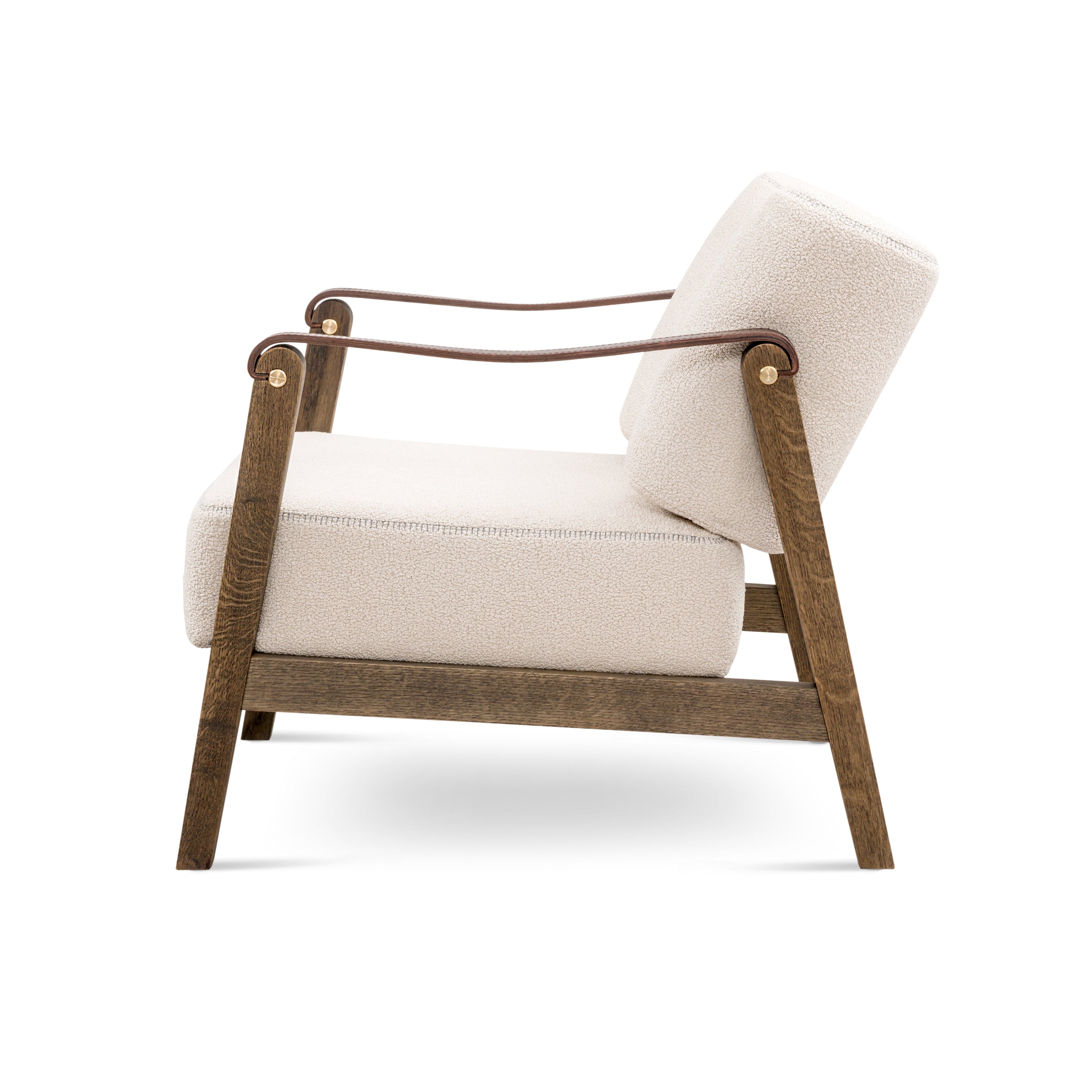 Upholstered armchair PHILIP with wooden base