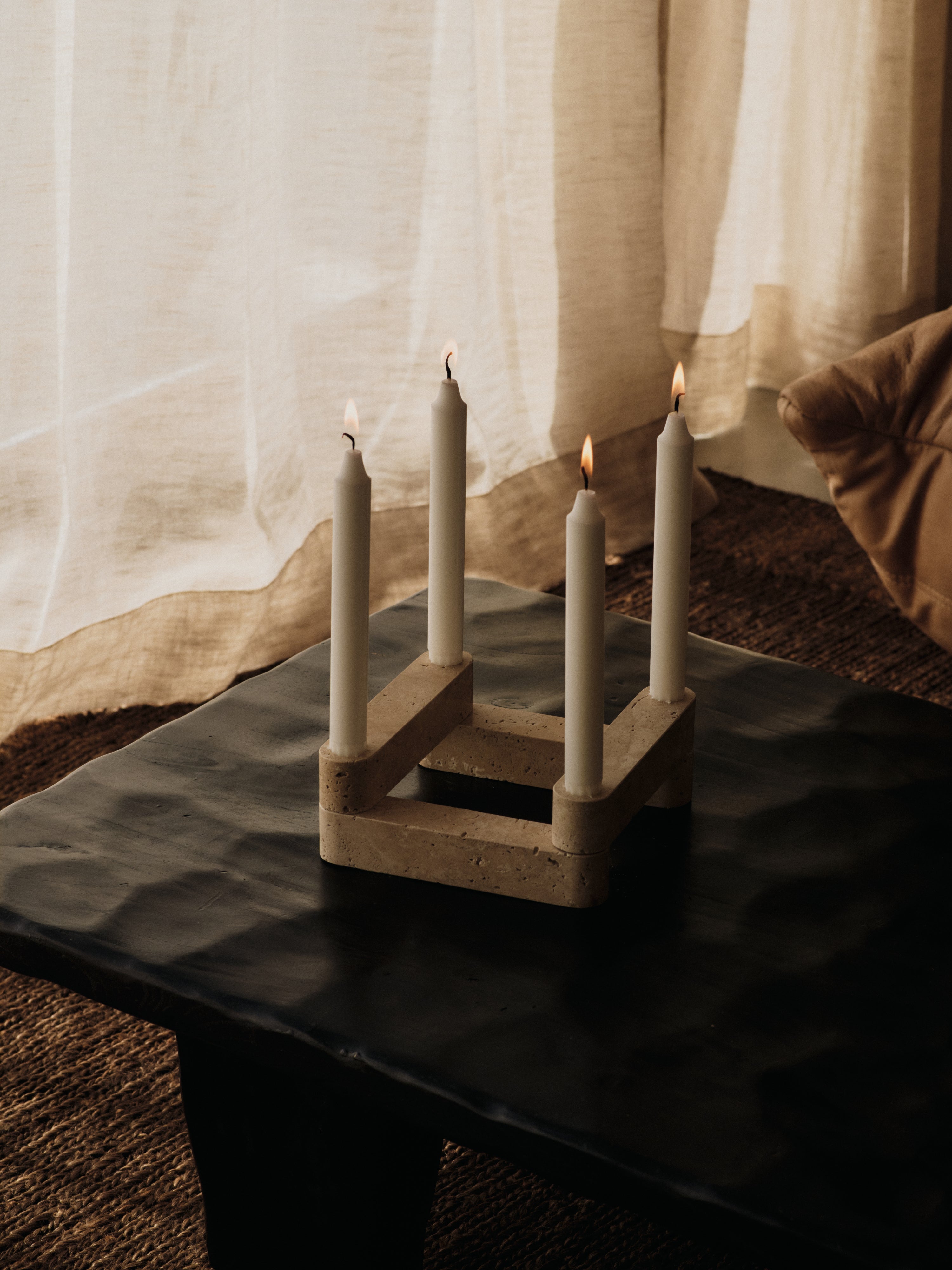 NEWEL modular candle holder travertine