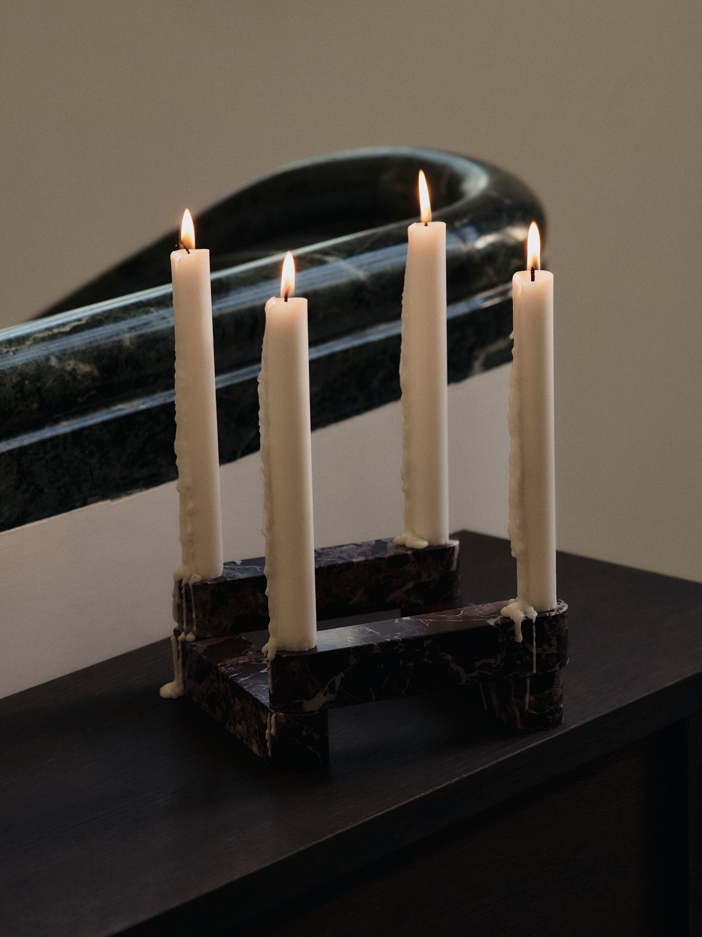 NEWEL modular candle holder brown marble
