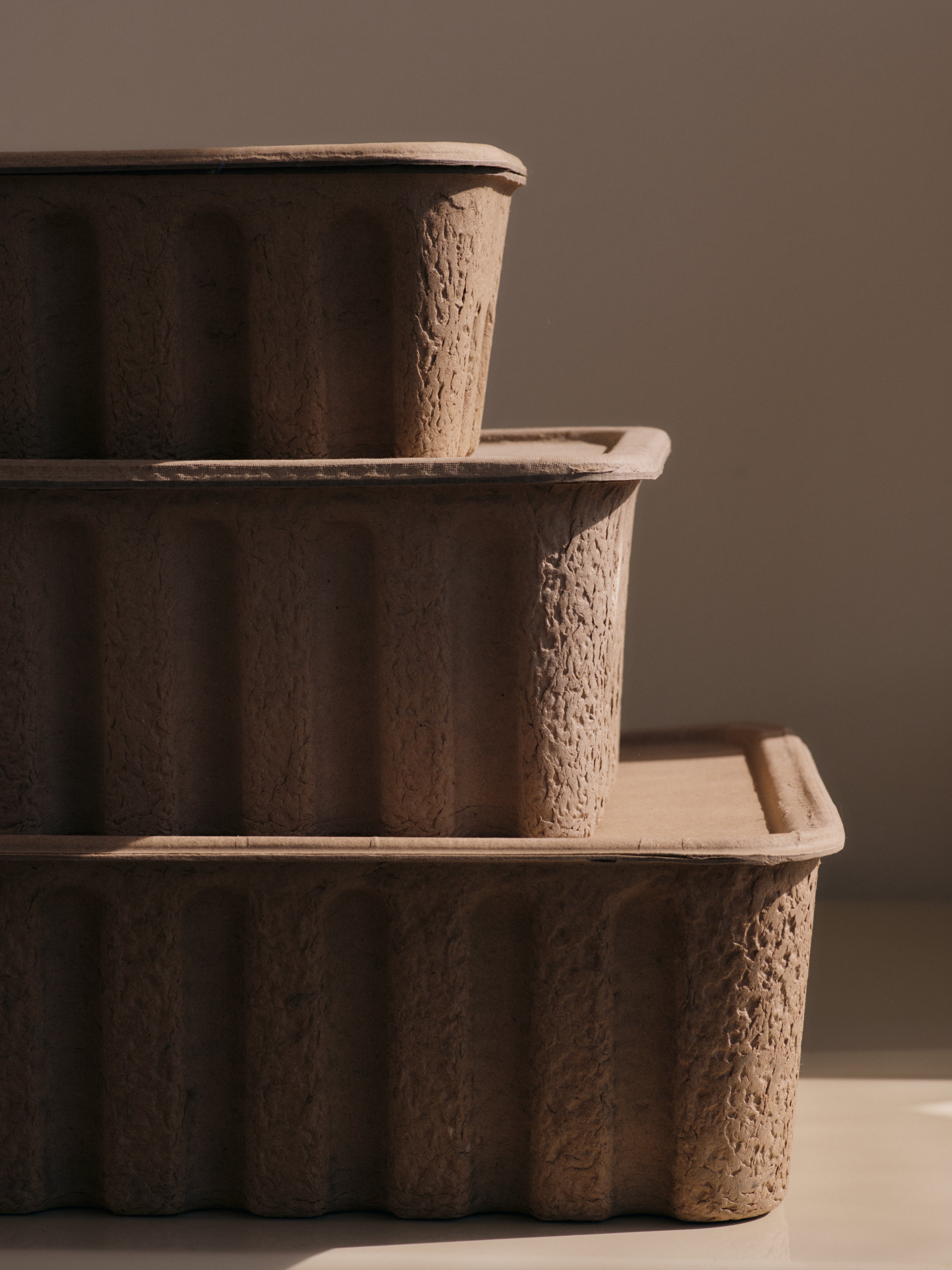 Beige PAPER PULP BOX Storage Box Set