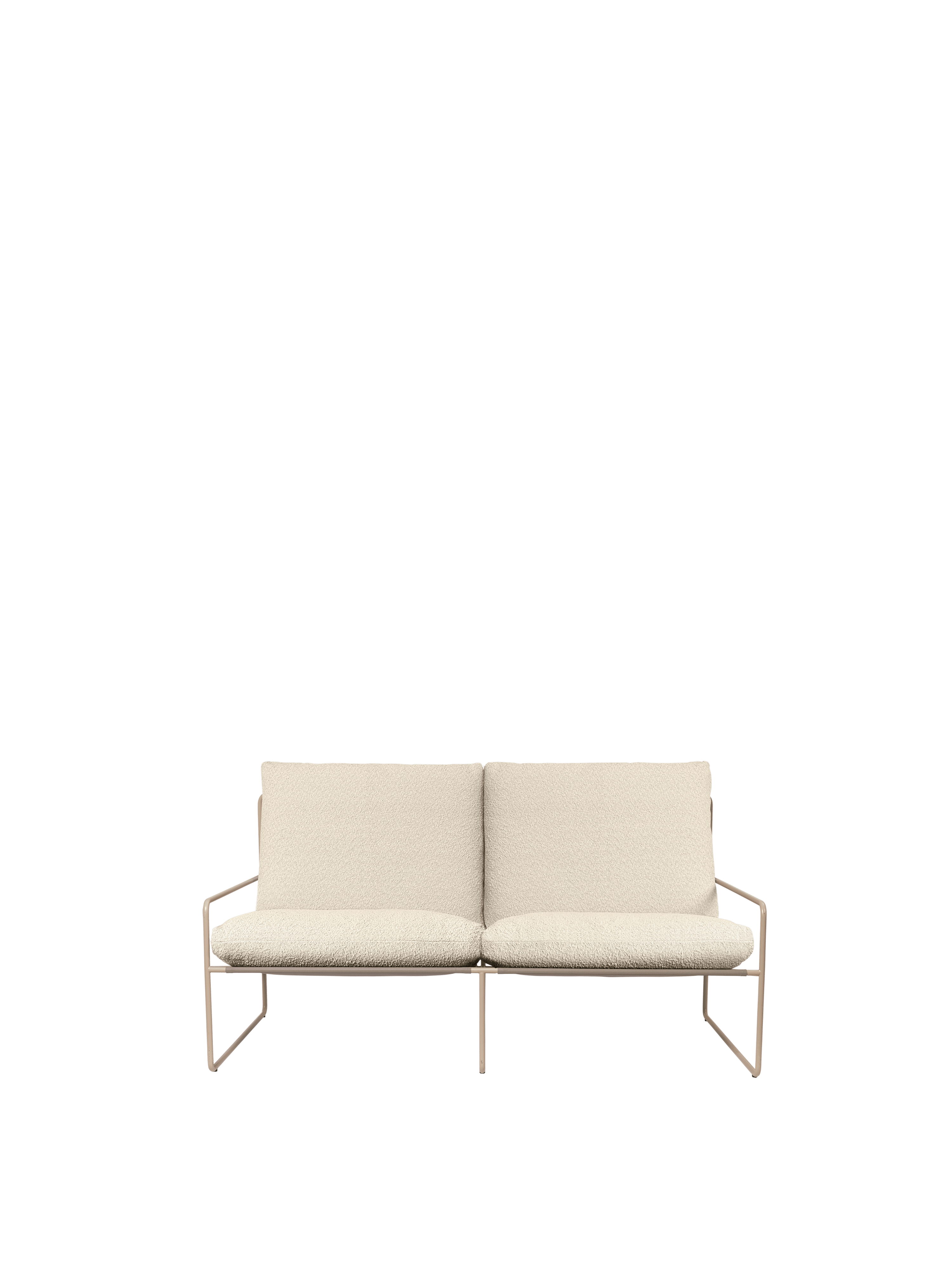2-Seater Outdoor Sofa DESERT Broken White Boucle with Beige Base