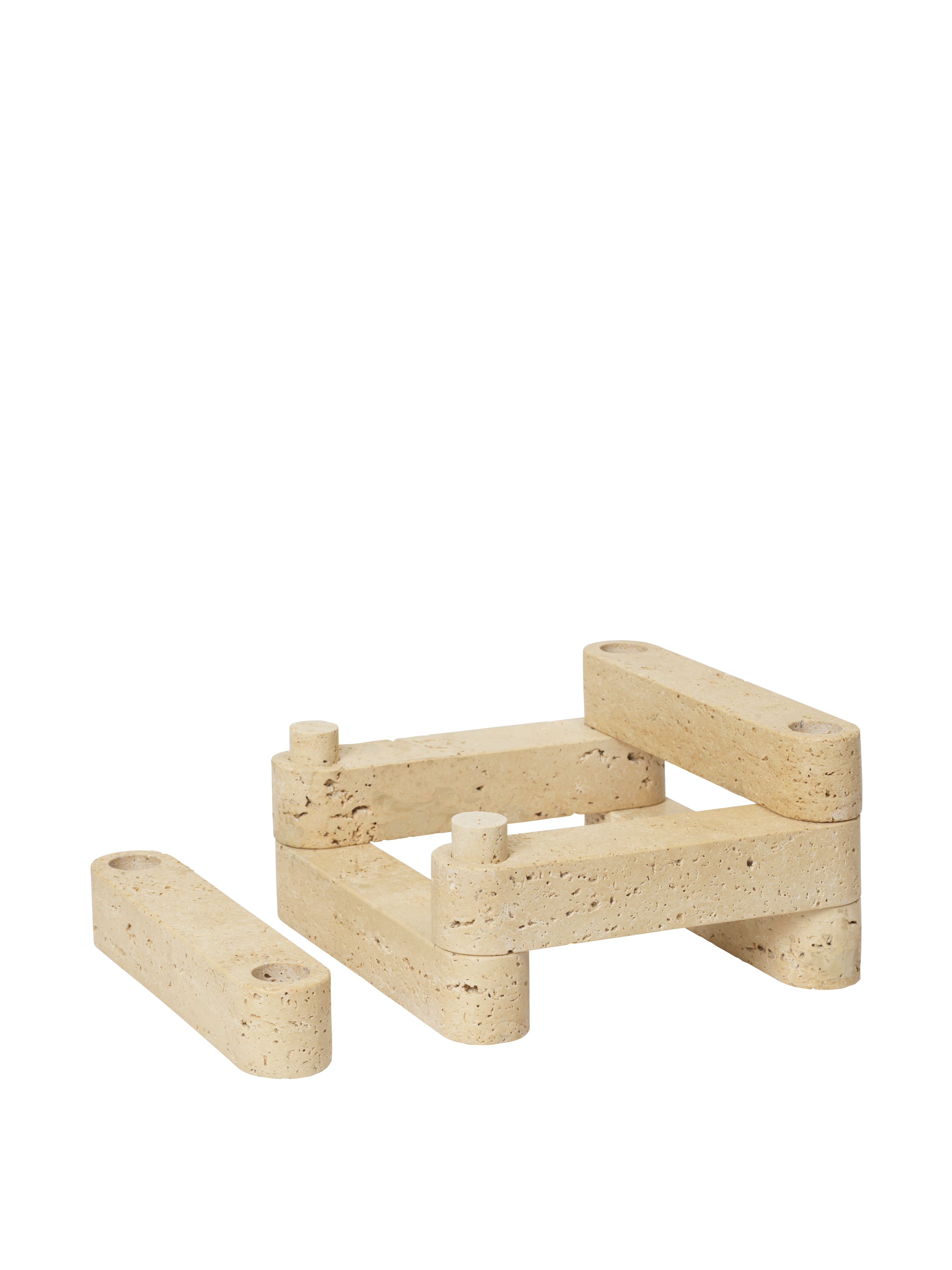 NEWEL modular candle holder travertine