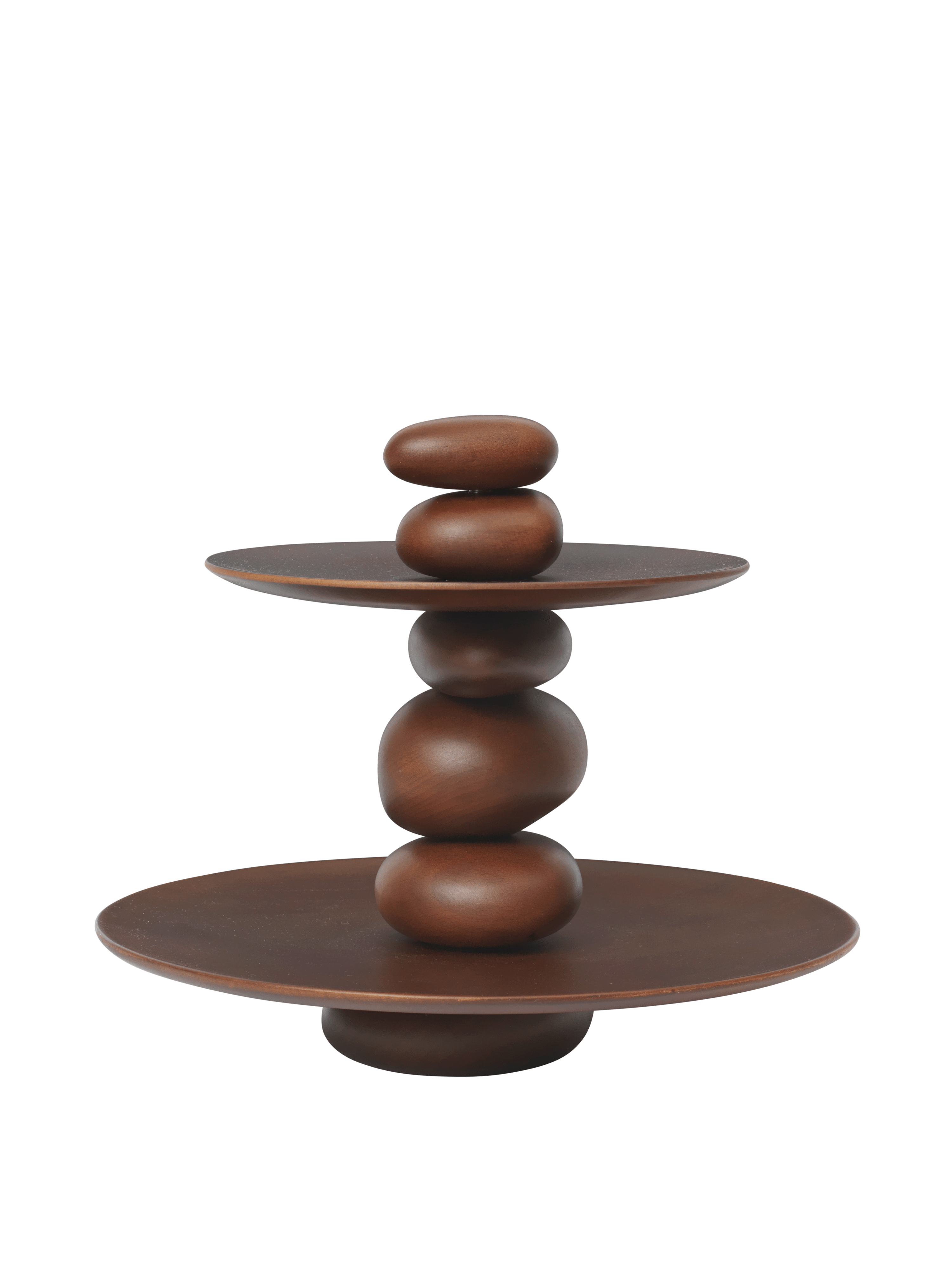 Patera PEBBLE DESSERT STAND ciemnobrązowe drewno bukowe