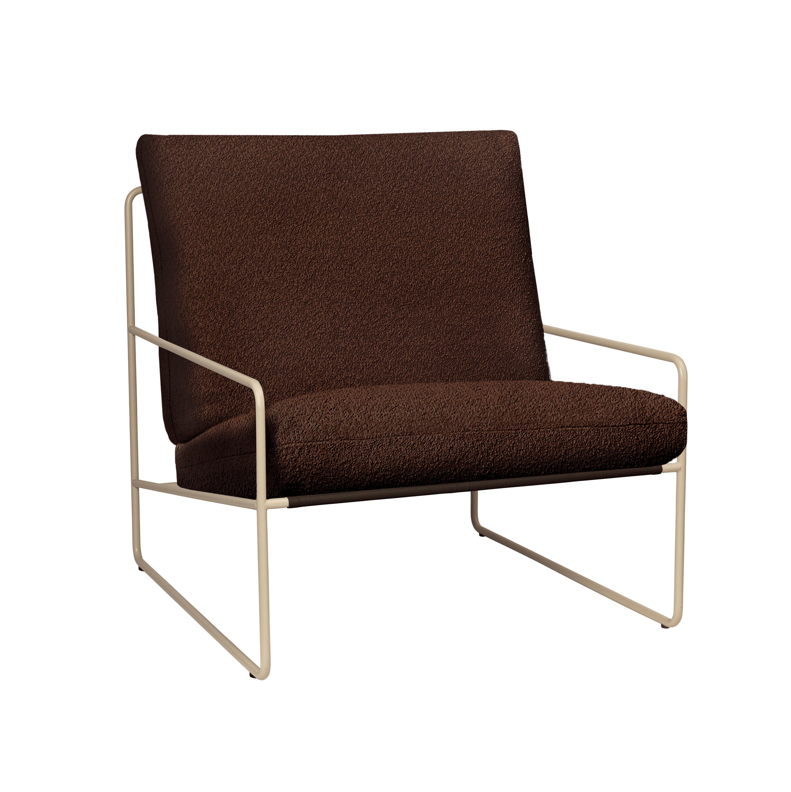 DESERT Outdoor Armchair in Brown Boucle with Beige Base