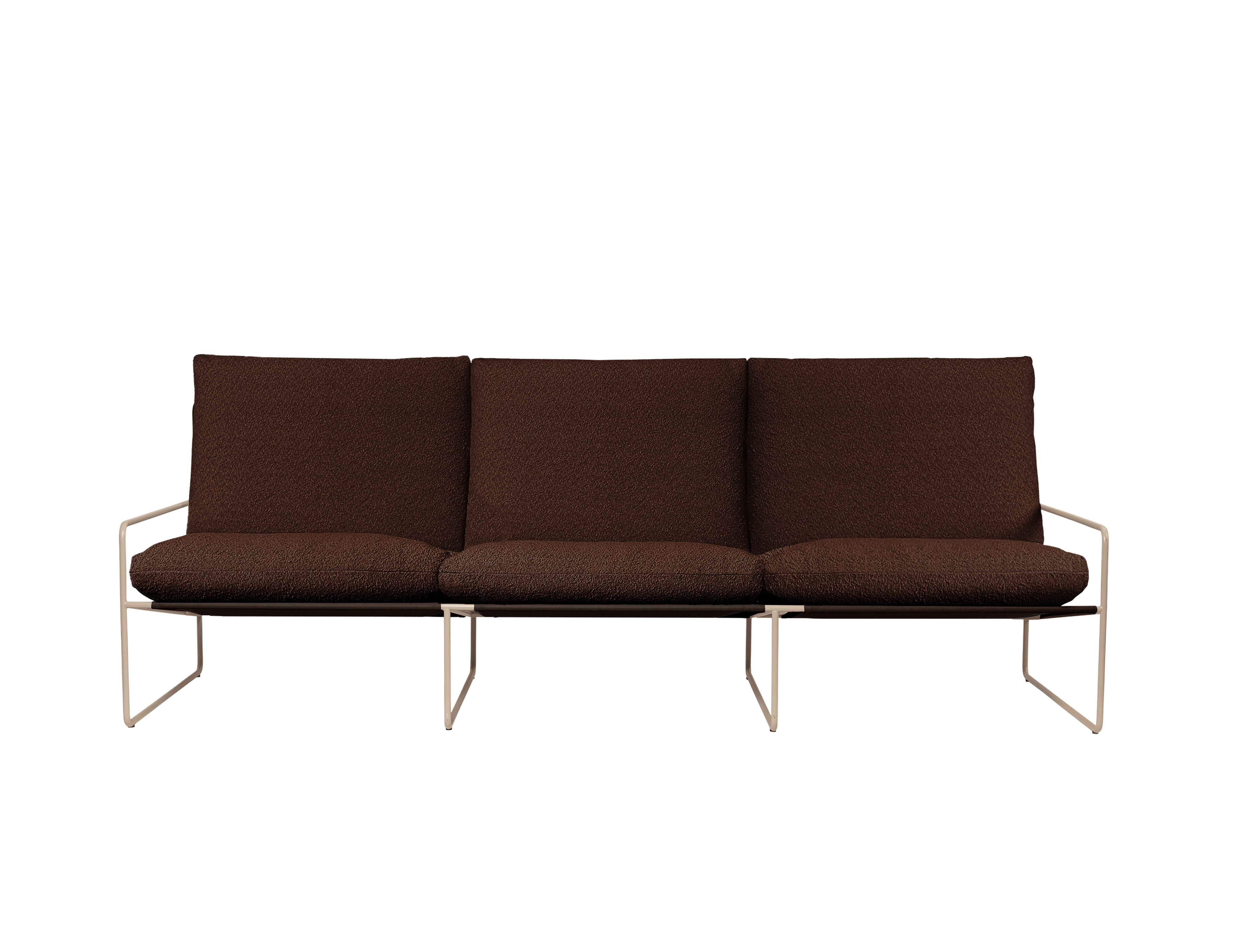 Sofa 3-osobová venkovní DESERT hnědý boucle s béžovým podstavcem