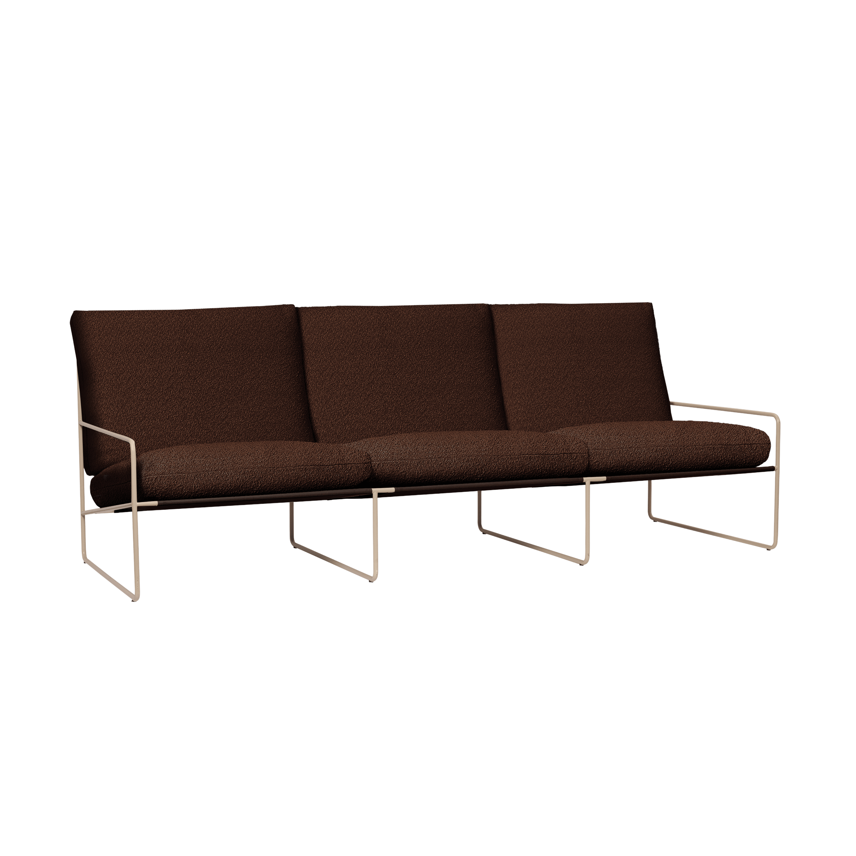 Sofa 3-osobová venkovní DESERT hnědý boucle s béžovým podstavcem