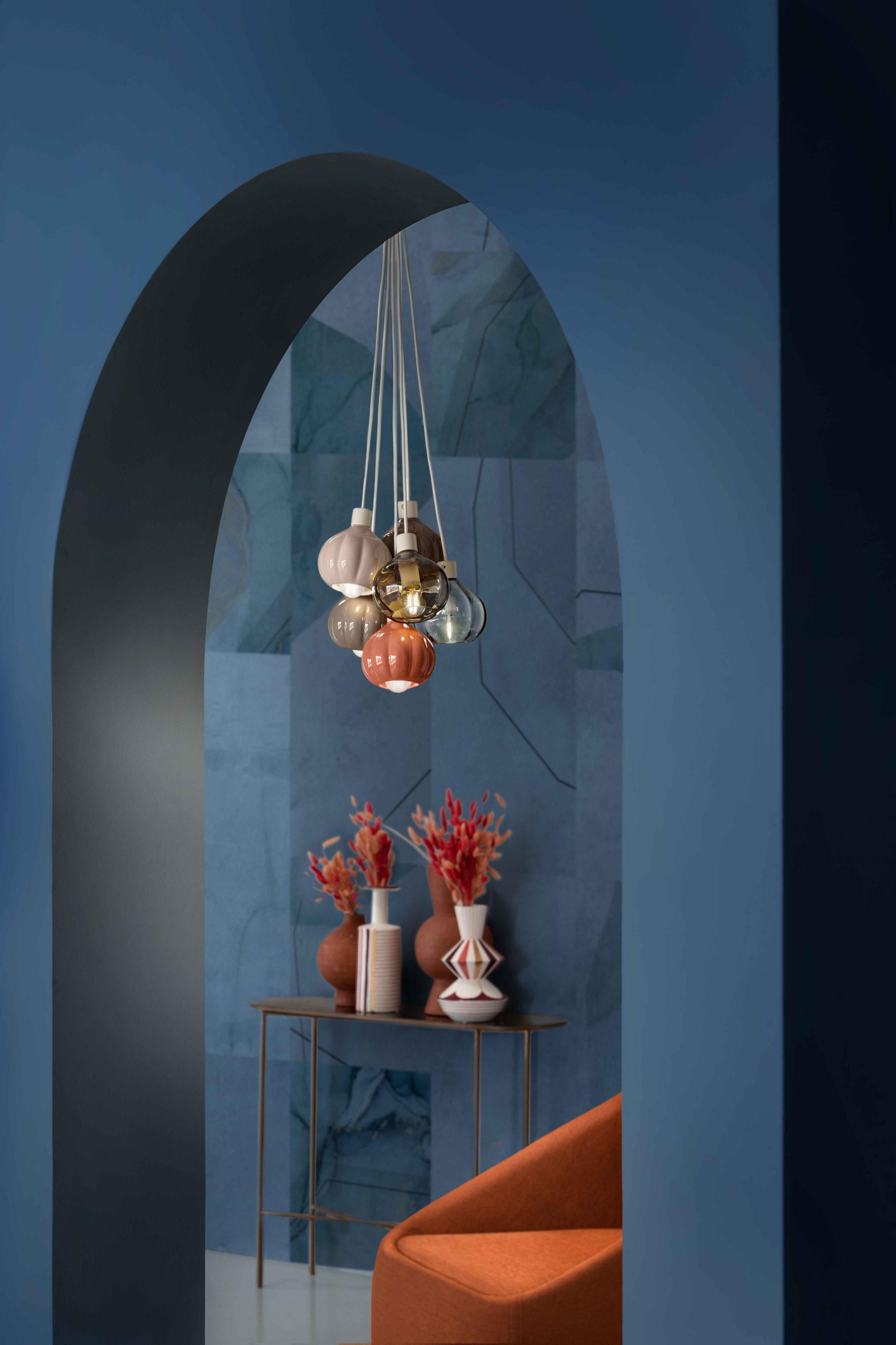 Lampa wisząca AFOXÉ beżowy z pomarańczowym i mokka