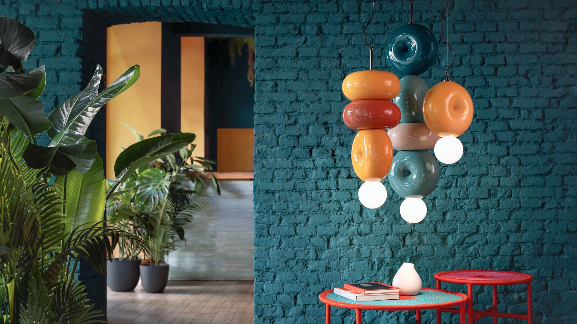 Závěsná keramická lampa BUMBUM oranžová