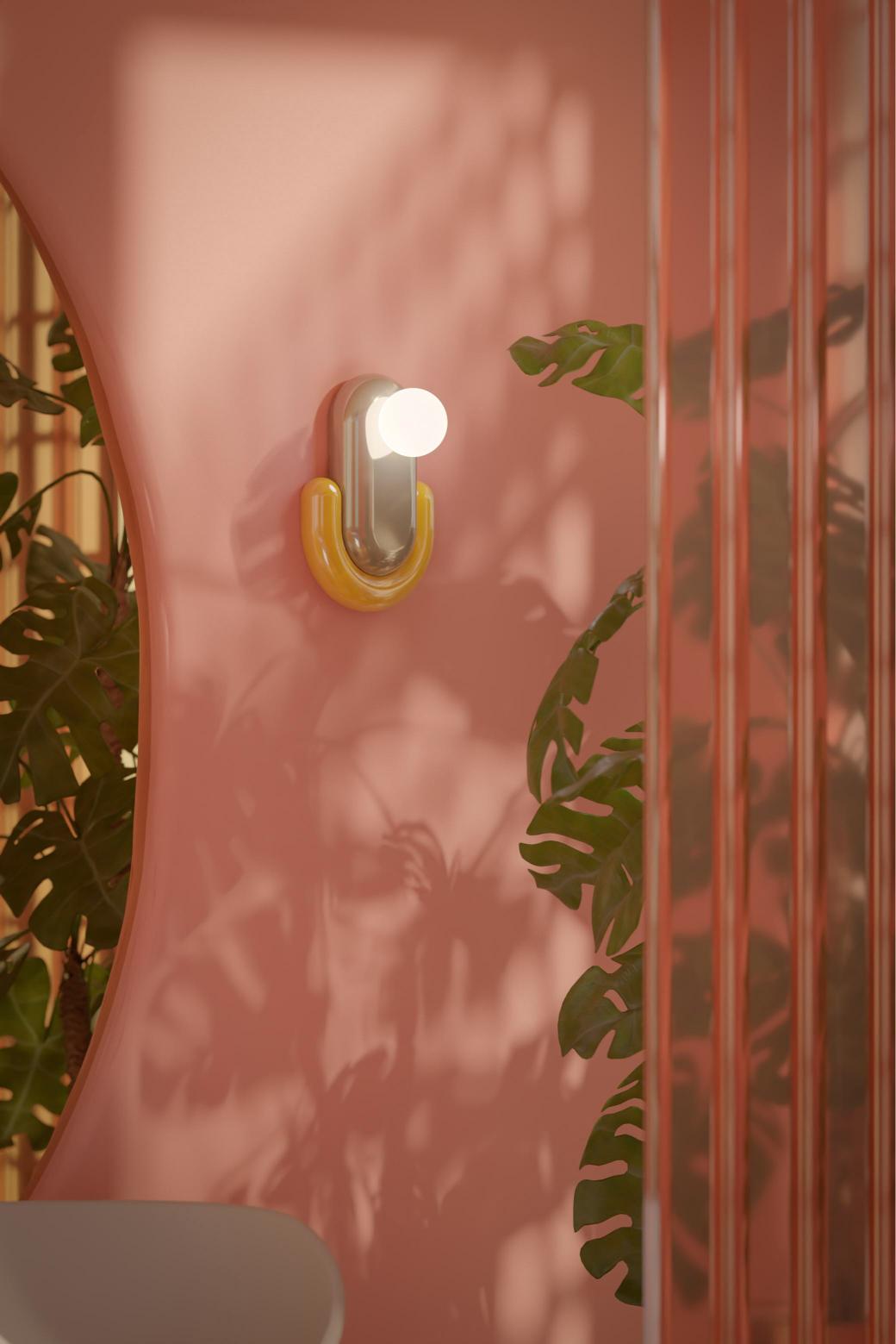 ECLAIR ceramic wall lamp in orange with blue